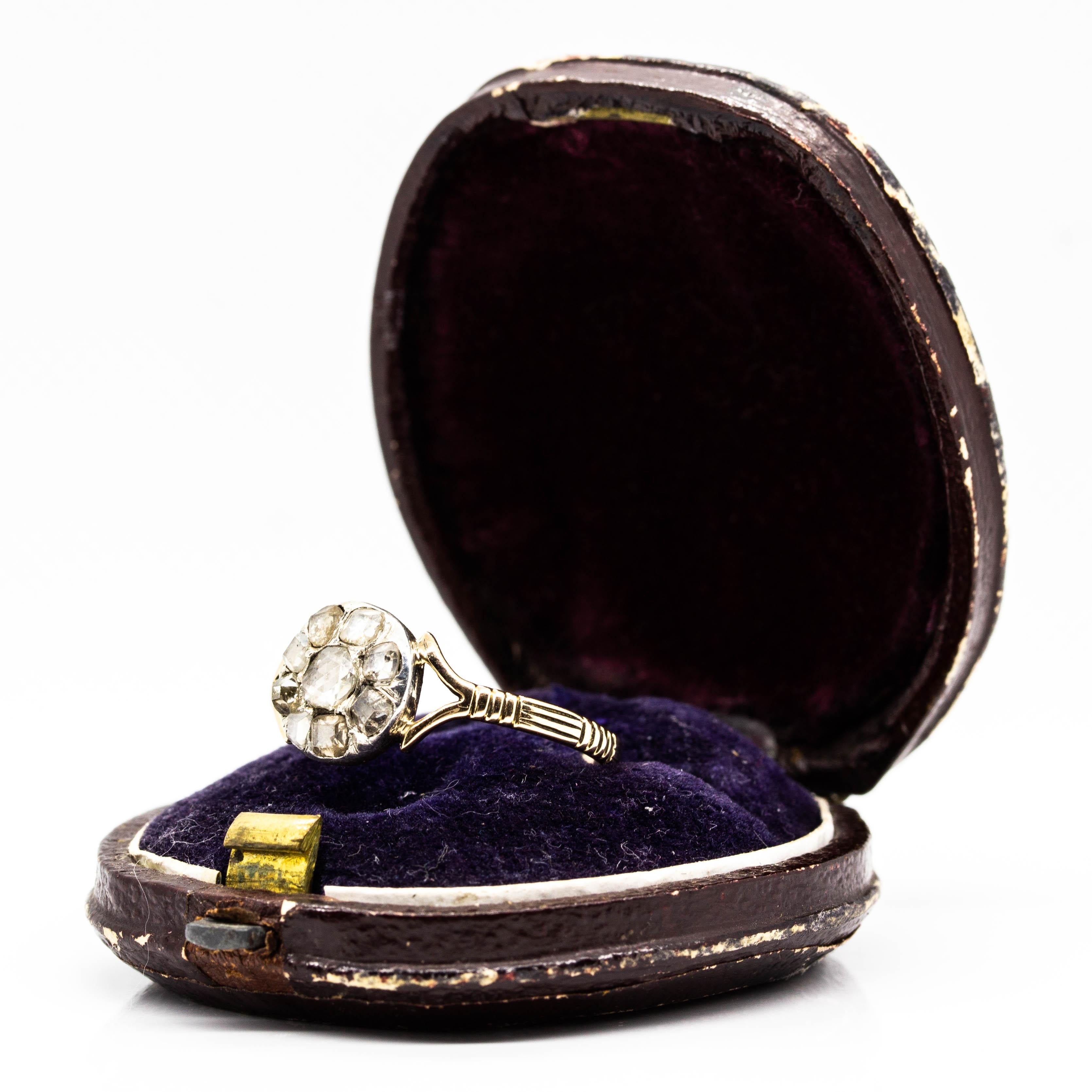 Women's or Men's Georgian Stye 18 Karat Gold Rose Cut Diamond Ring For Sale