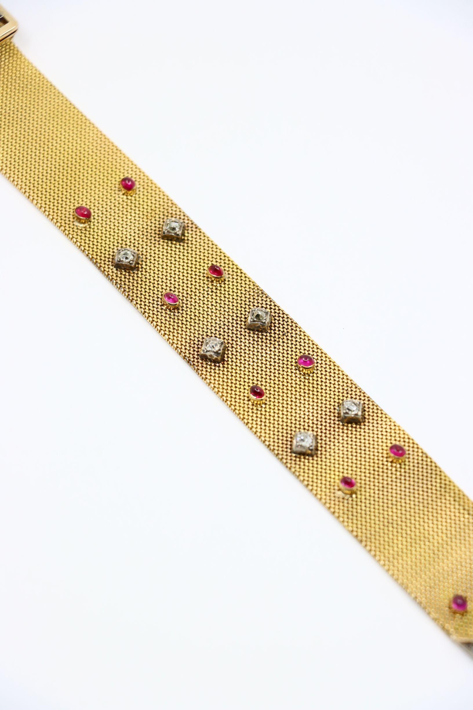 Antikes viktorianisches 18K Gold Rubin-Diamant-Gürtel-Armband im Angebot 4