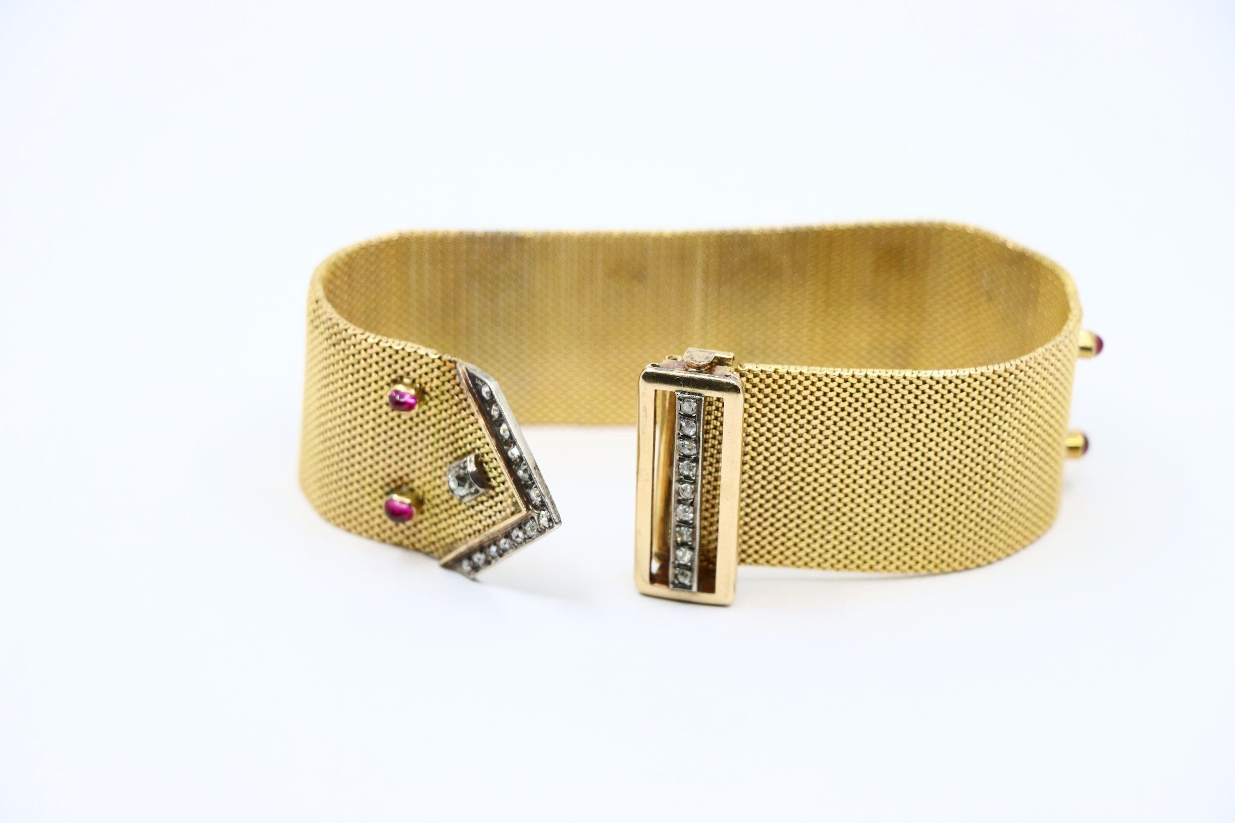 Antikes viktorianisches 18K Gold Rubin-Diamant-Gürtel-Armband im Angebot 5