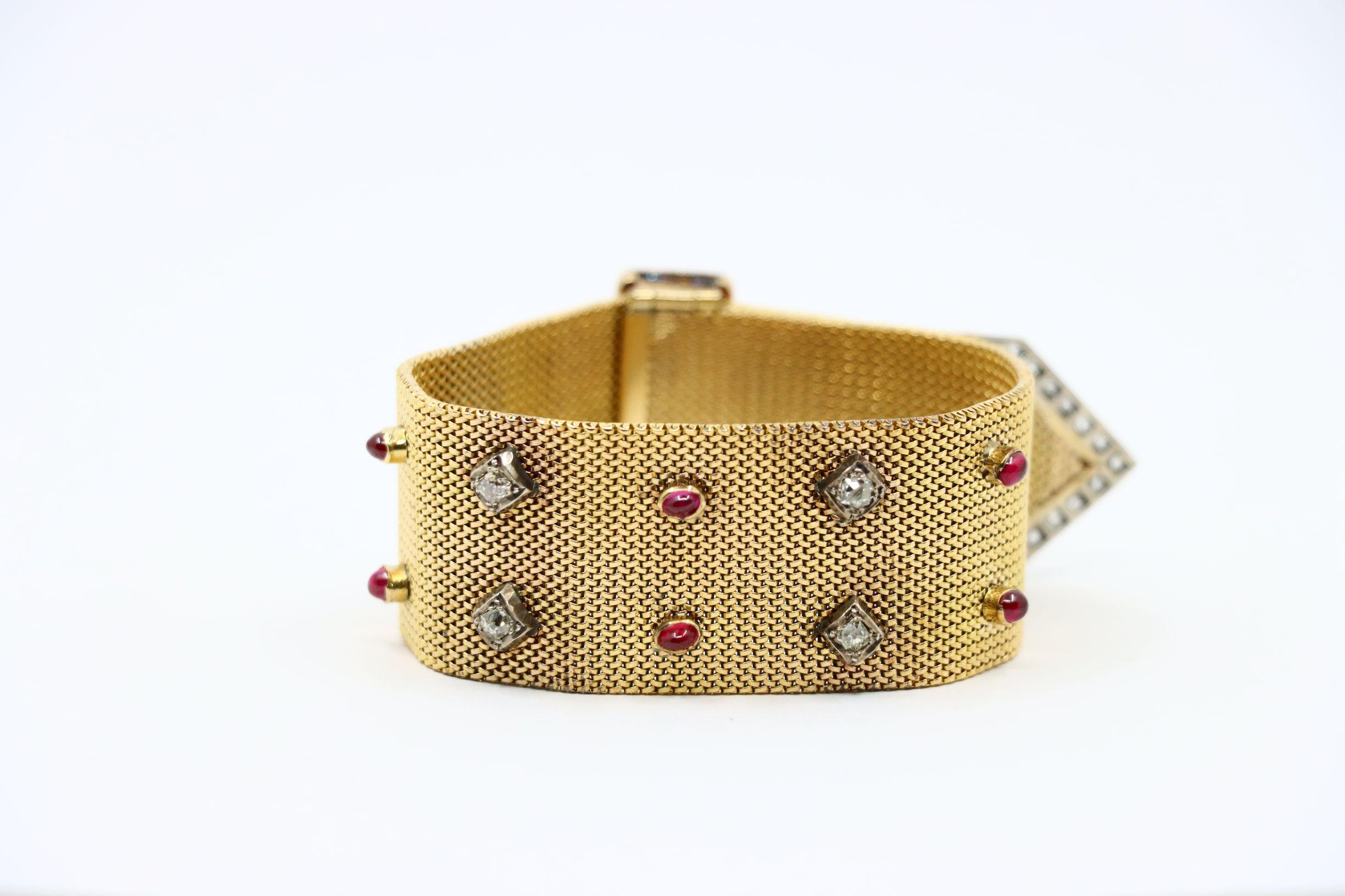 Antikes viktorianisches 18K Gold Rubin-Diamant-Gürtel-Armband Damen im Angebot