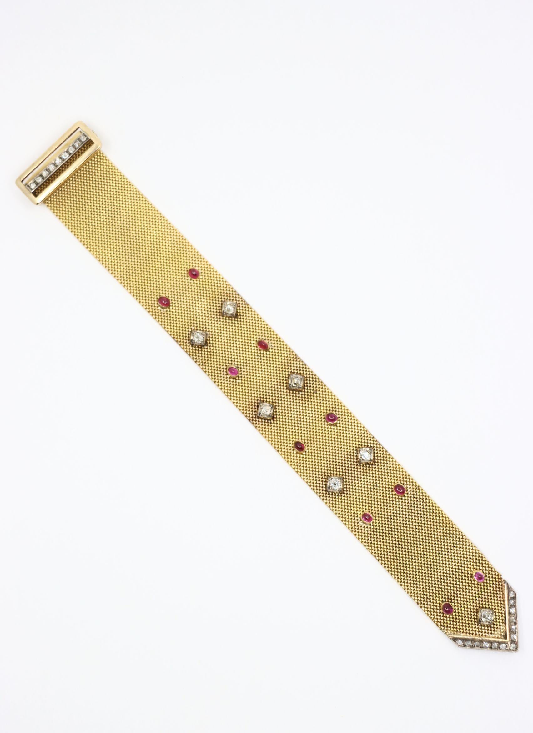 Antikes viktorianisches 18K Gold Rubin-Diamant-Gürtel-Armband im Angebot 2