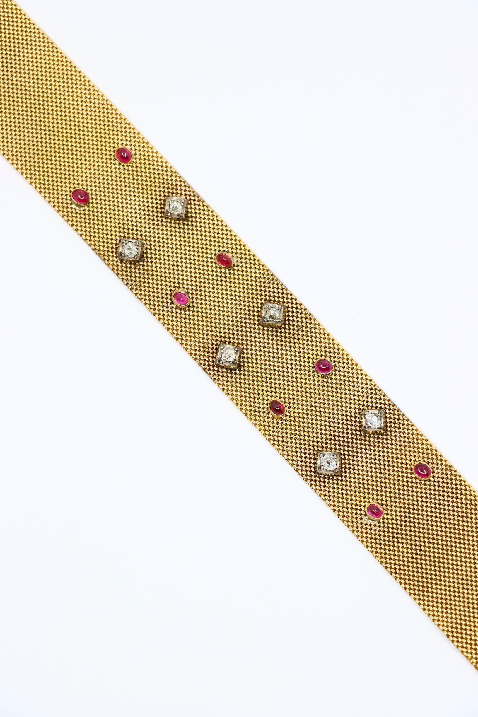 Antikes viktorianisches 18K Gold Rubin-Diamant-Gürtel-Armband im Angebot 3