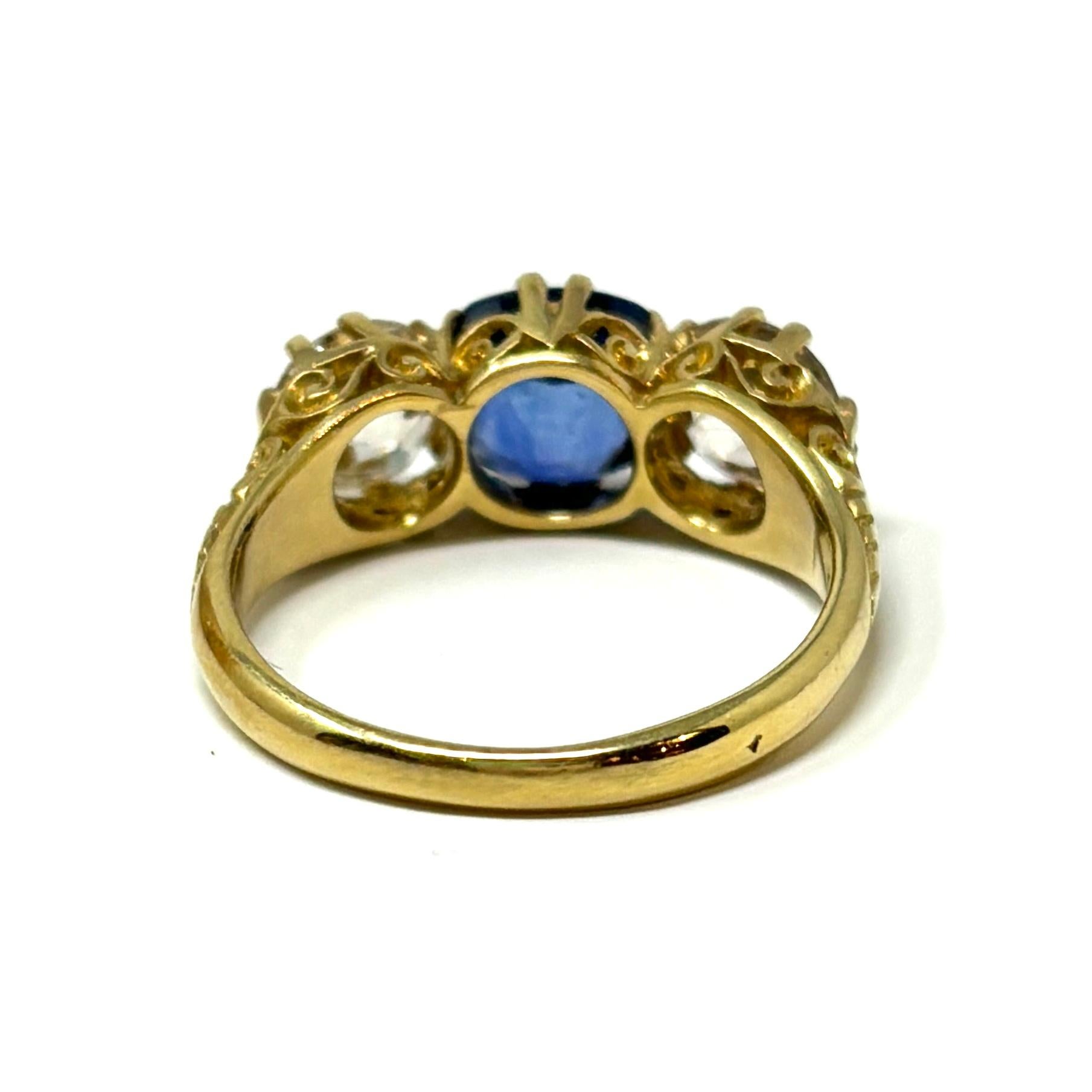Antique Victorian 18K Gold Sapphire and Diamond Ring, Circa 1880-90 For Sale 1