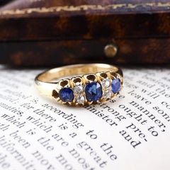 Antique Victorian 18k Gold Sapphire & Diamond Ring, Chester, 1882