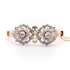 Antique Victorian 18K Gold & Silver 3.33ctw Old Cut Diamond Bangle & Brooches