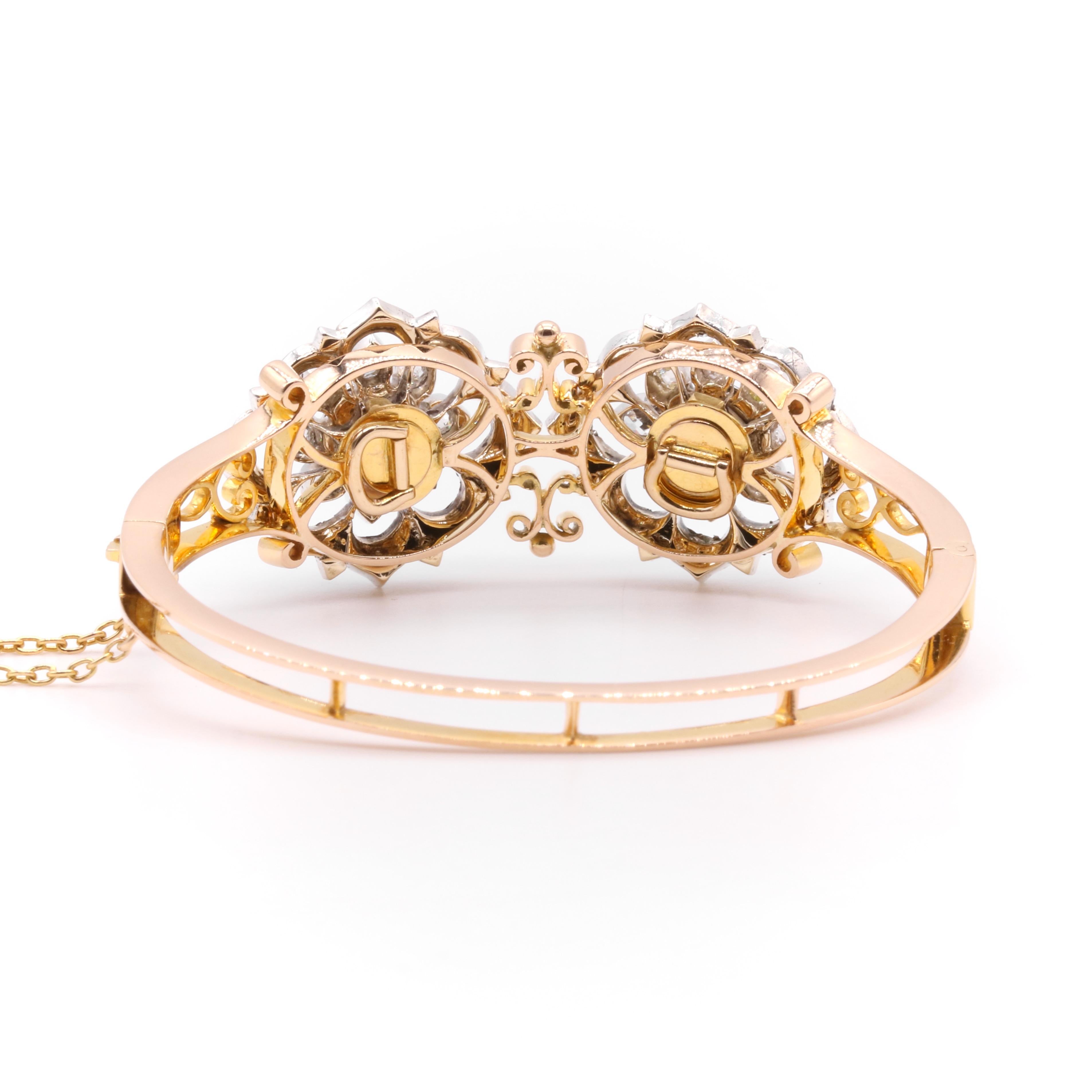 Bracelet et broche victorien ancien en or et argent 18 carats avec diamants taille ancienne de 3,33 carats Bon état - En vente à Staines-Upon-Thames, GB