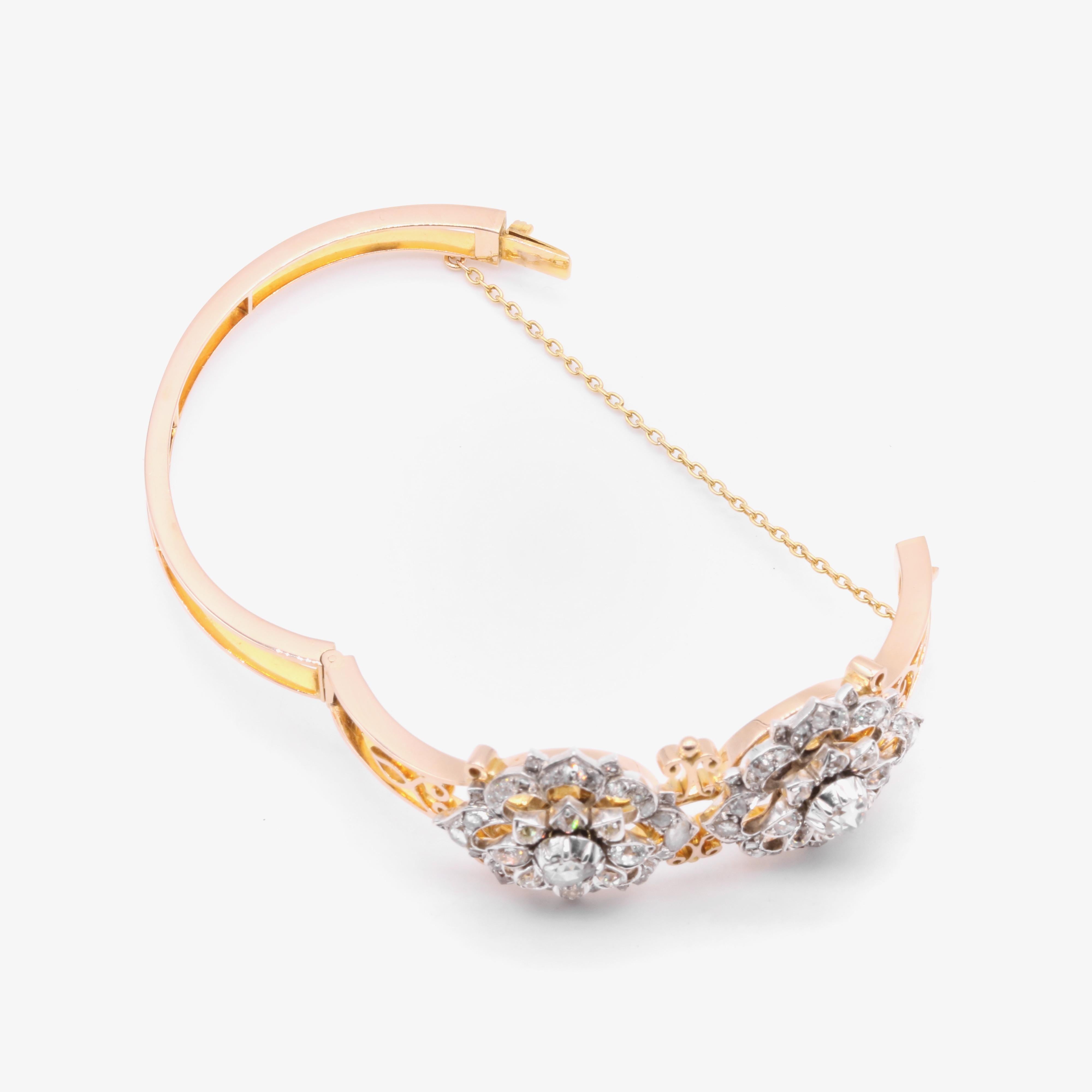 Bracelet et broche victorien ancien en or et argent 18 carats avec diamants taille ancienne de 3,33 carats Unisexe en vente
