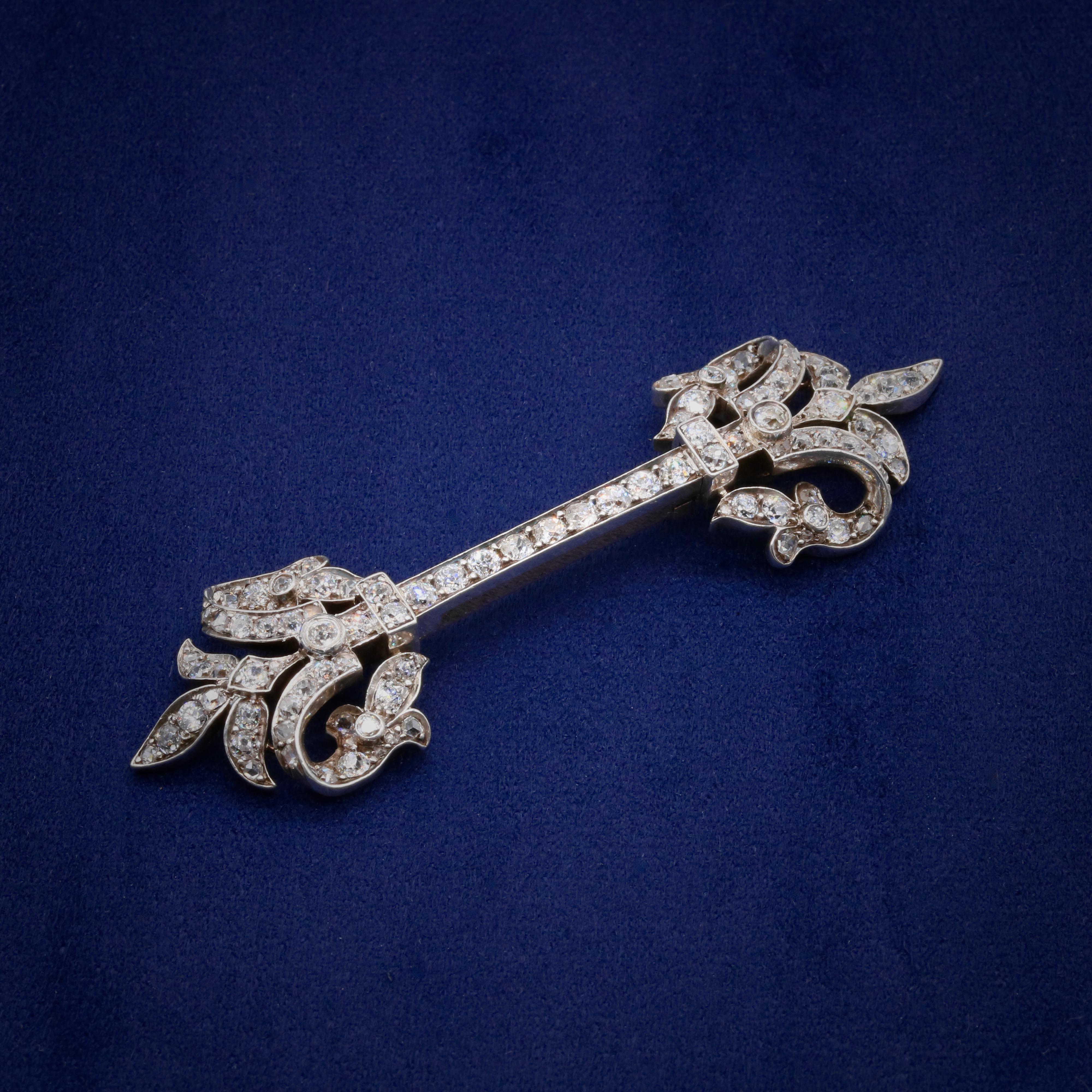 Antike viktorianische Umwandelbare Cloak-Clip-Brosche, 18 Karat Gold & Silber 3,5 Karat Diamant im Angebot 5