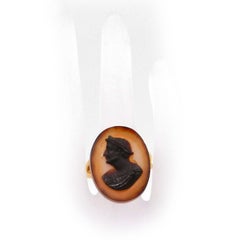 Antique Victorian 18K Gold Tiberius Paste Cameo Ring Sheffield 1893