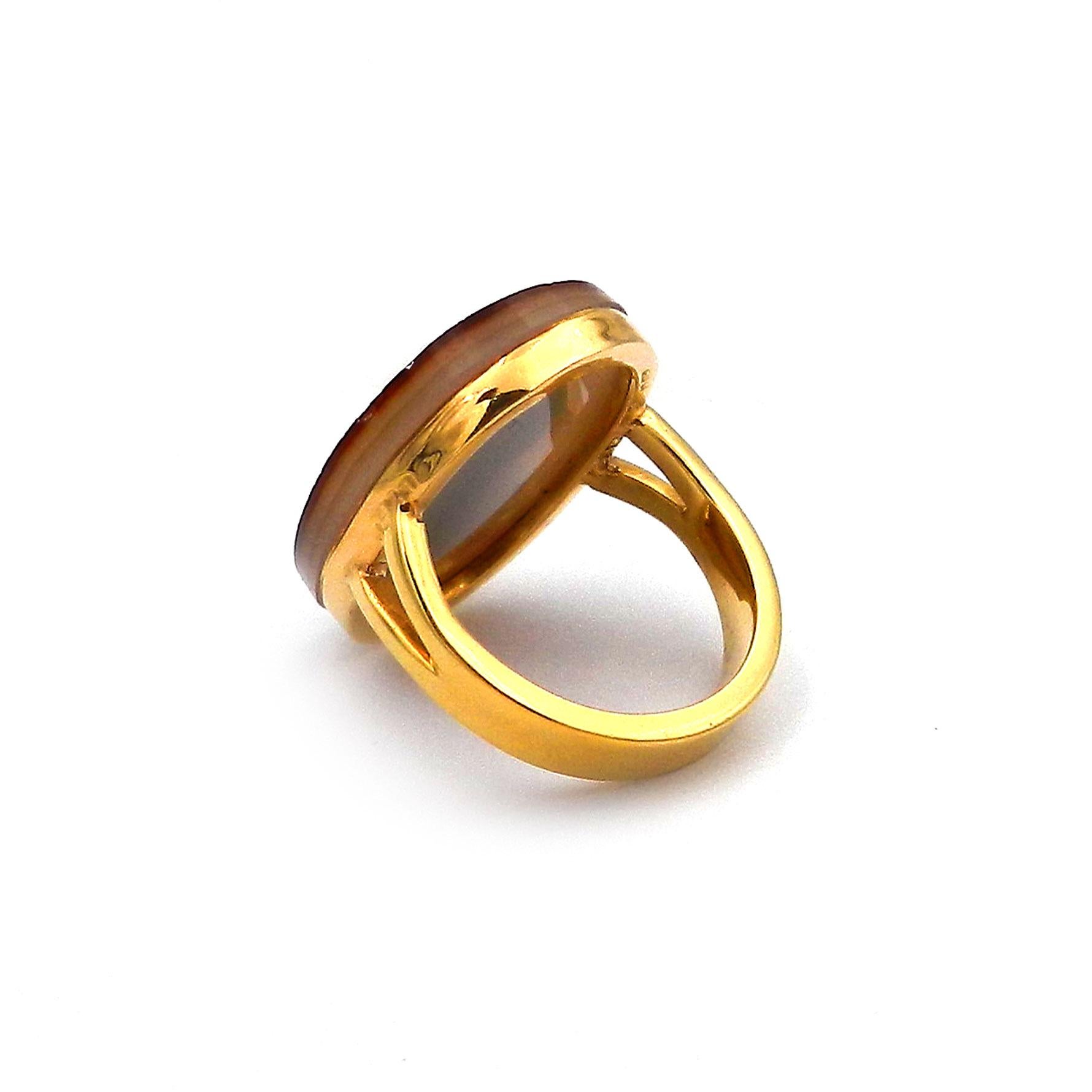 Women's or Men's Antique Victorian 18K Gold Tiberius Paste Cameo Ring Sheffield 1893 For Sale