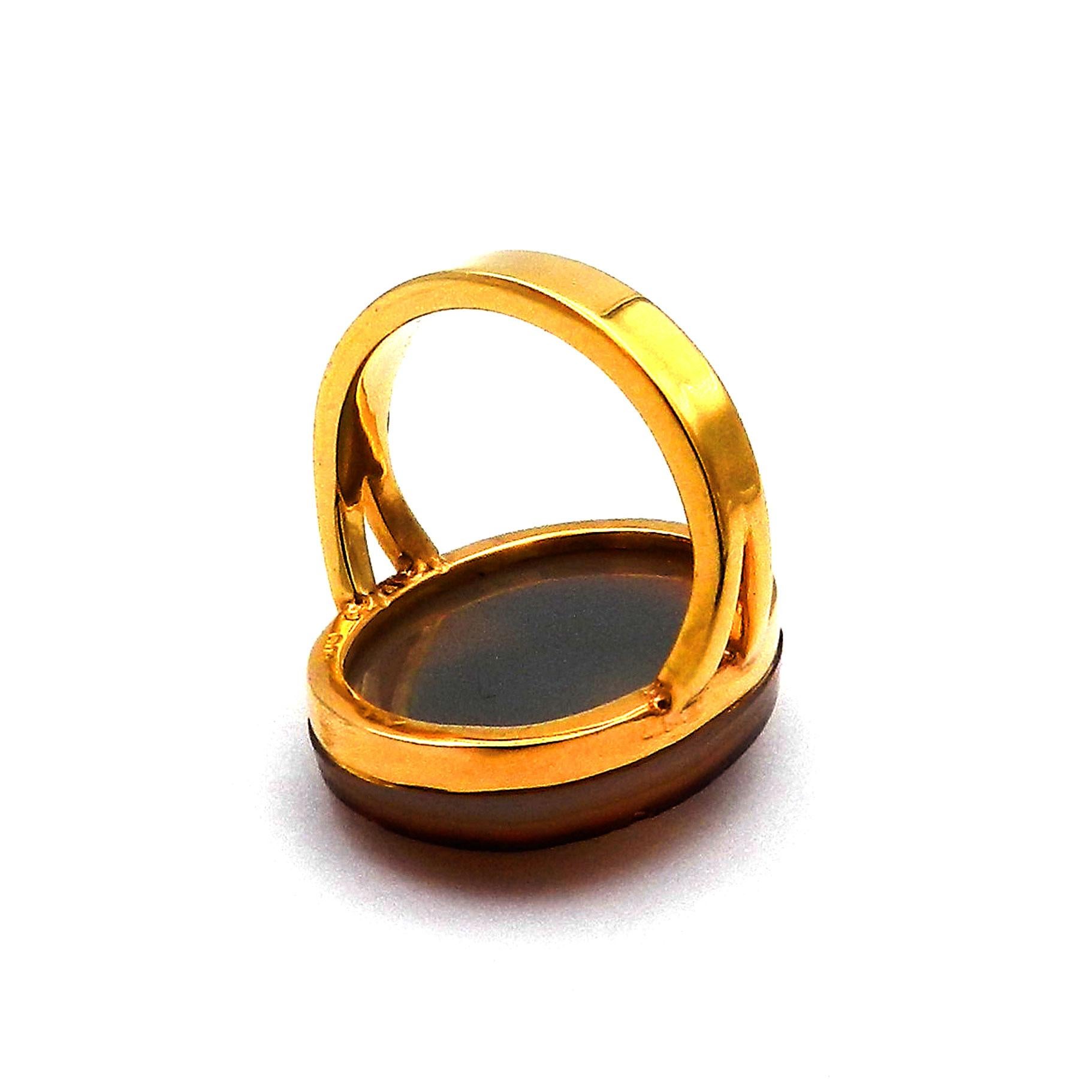 Antique Victorian 18K Gold Tiberius Paste Cameo Ring Sheffield 1893 For Sale 1