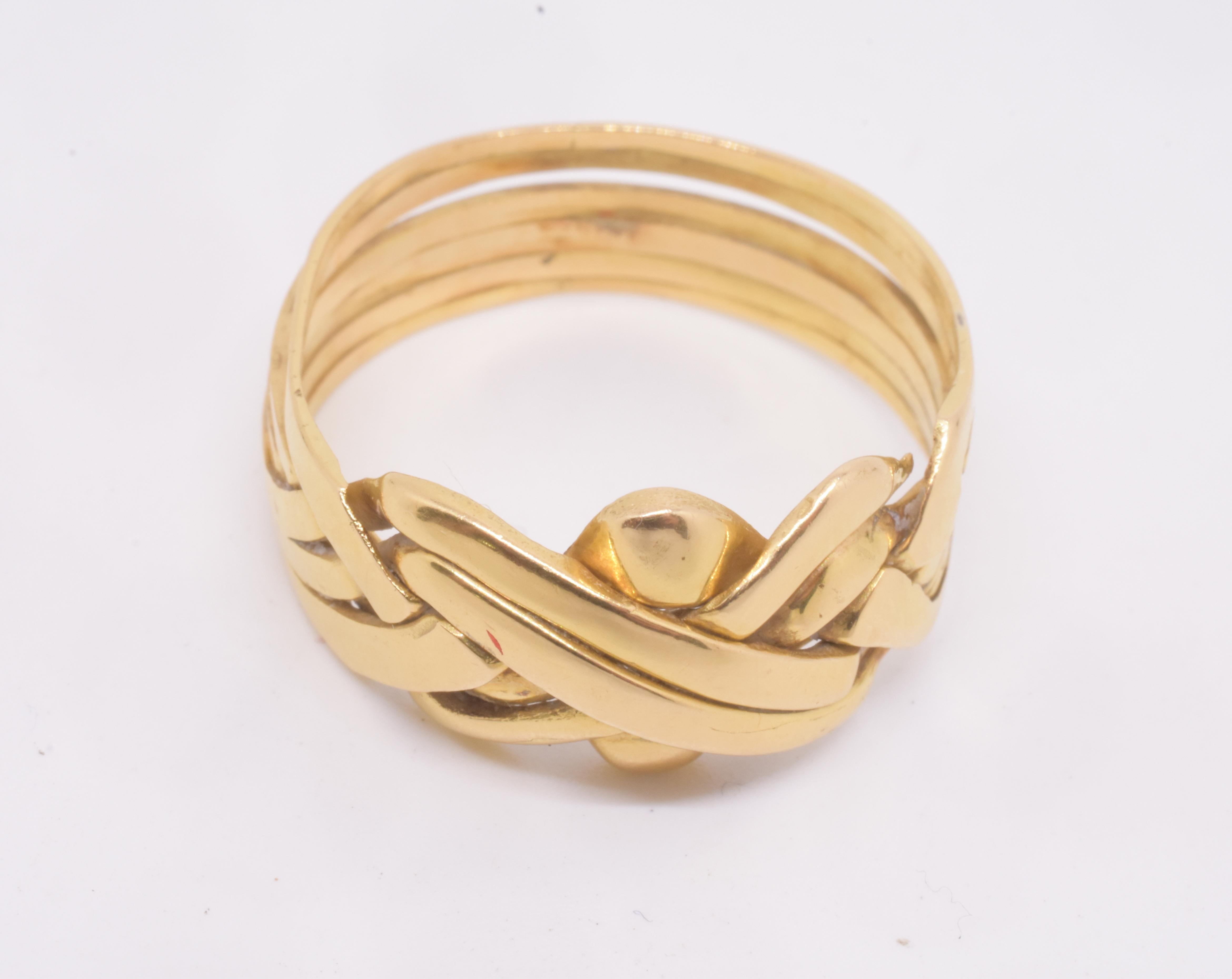 Victorien Ancienne bague victorienne 18K en forme de puzzle en vente