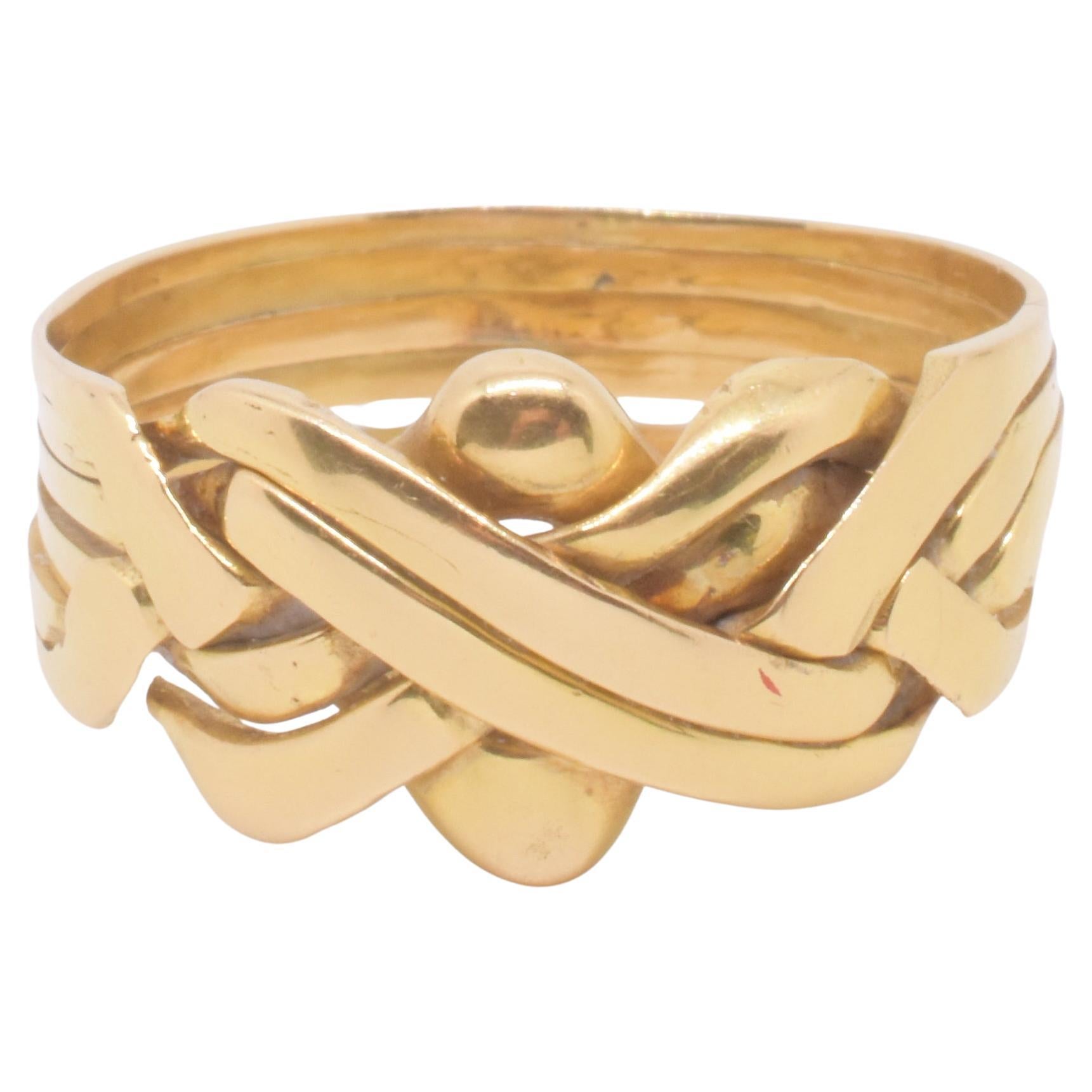 Anillo Victoriano Antiguo de 18 quilates con forma de Puzzle