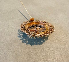Antique Victorian 18K rose Gold Cannetille and natural Pearl Brooch 19th century