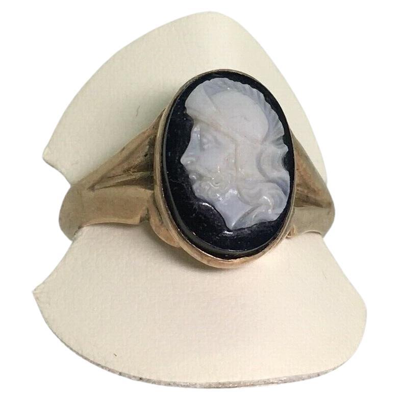 Antike viktorianische 18K Rose Gold, Hartstein (Onyx) Cameo Signet Ring, c1870's. im Angebot