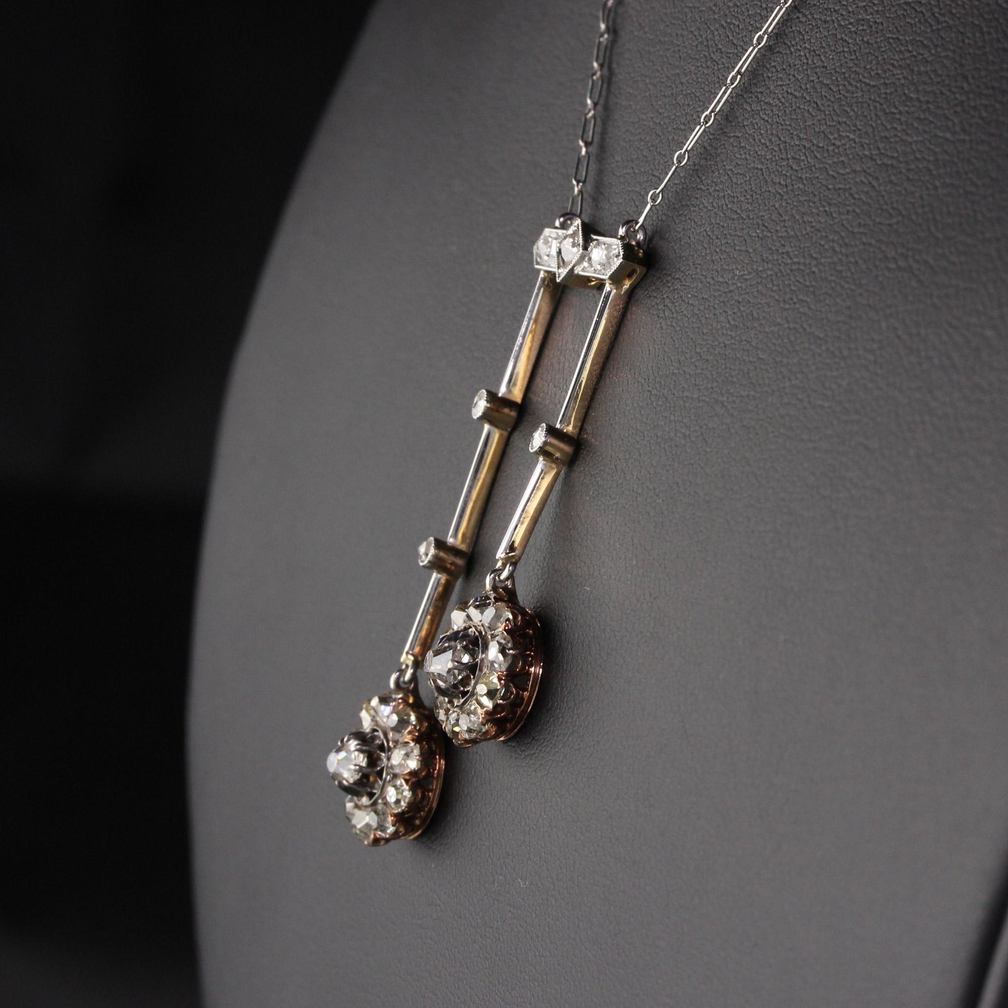 Women's Antique Victorian 18 Karat Rose Gold Old Mine Cut Diamond Necklace