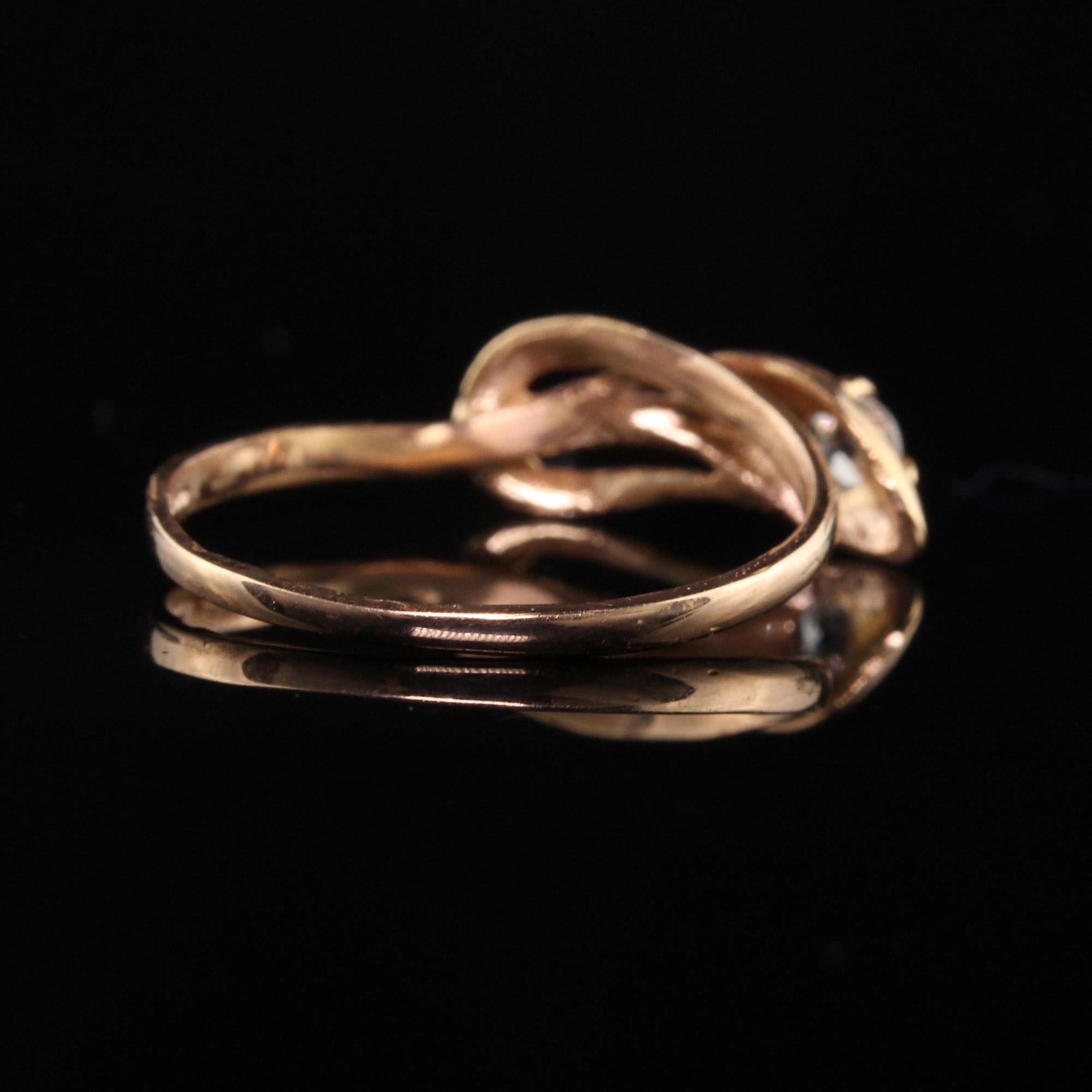 Antique Victorian 18K Rose Gold Old Mine Cut Diamond Snake Ring In Good Condition For Sale In Great Neck, NY
