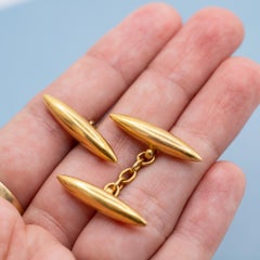 Antique Victorian 18K Solid Gold Torpedo Cufflinks – Double-Faced Chain Link