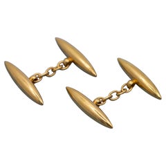Antique Victorian 18K Solid Gold Torpedo Cufflinks – Double-Faced Chain Link