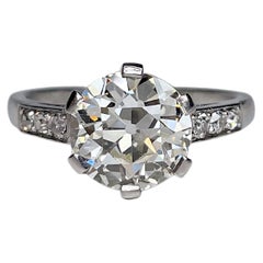 Antique Victorian 950 Platinum 2.42ct Diamond Solitaire Engagement Ring