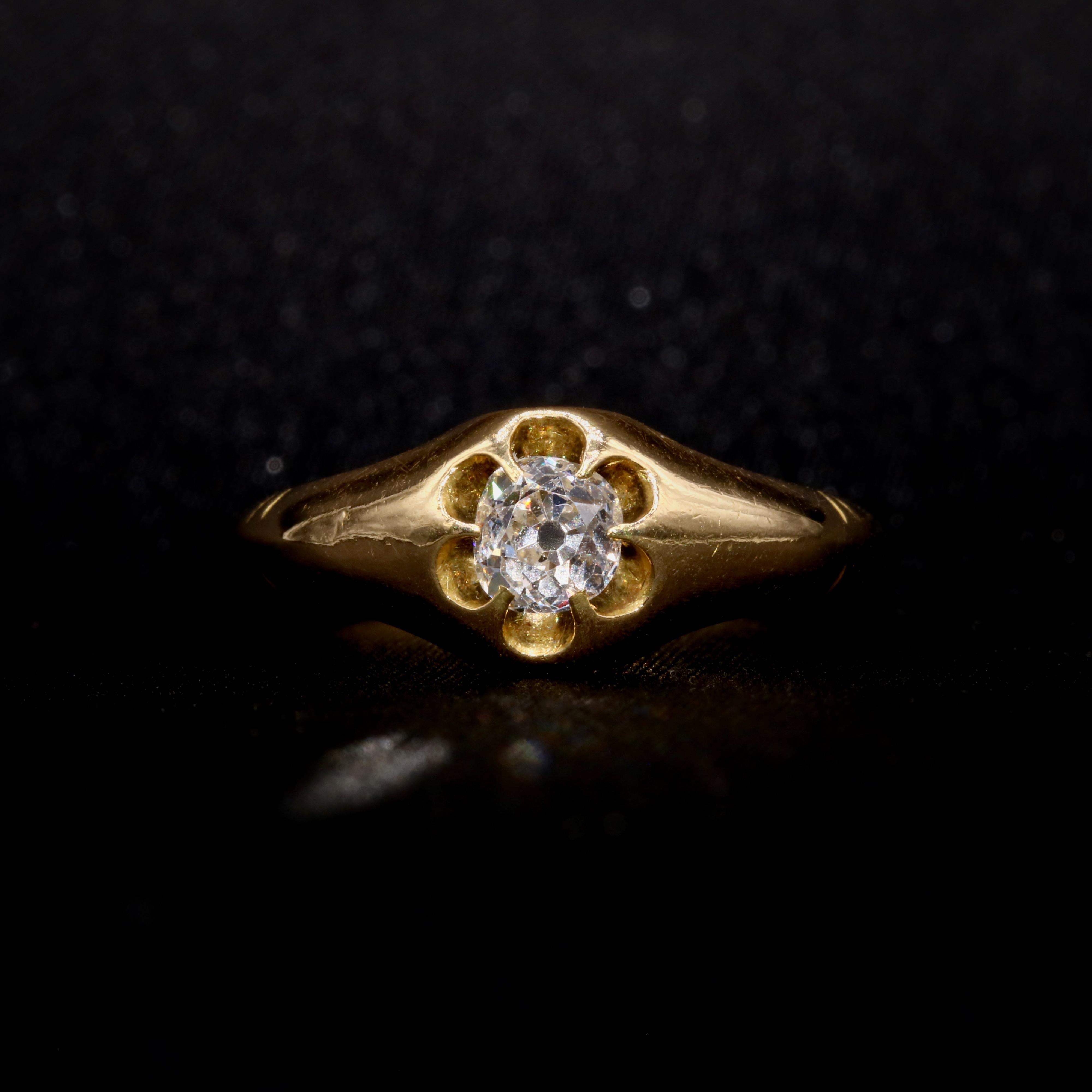 Antiguo Anillo Victoriano Belcher de Oro Amarillo de 18 K y 0,49 ct de Diamantes talla Mina Antigua Talla antigua en venta
