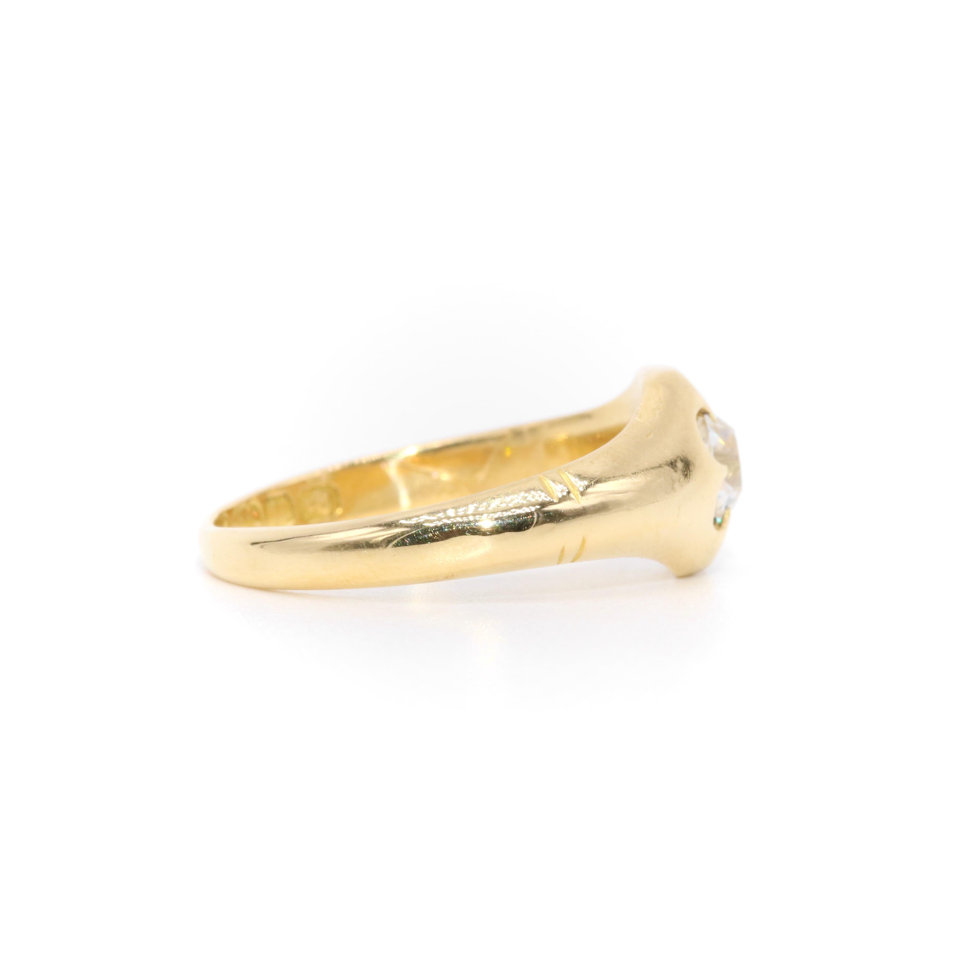Antiguo Anillo Victoriano Belcher de Oro Amarillo de 18 K y 0,49 ct de Diamantes talla Mina Antigua en venta 1