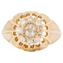 Bague de fiançailles victorienne ancienne en or jaune 18 carats, sertie d'un diamant taille ancienne de 0,56 carat