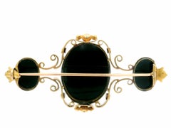 Antique Victorian 18k Yellow Gold 3 Cameo Hardstone & Pearls Pin Brooch