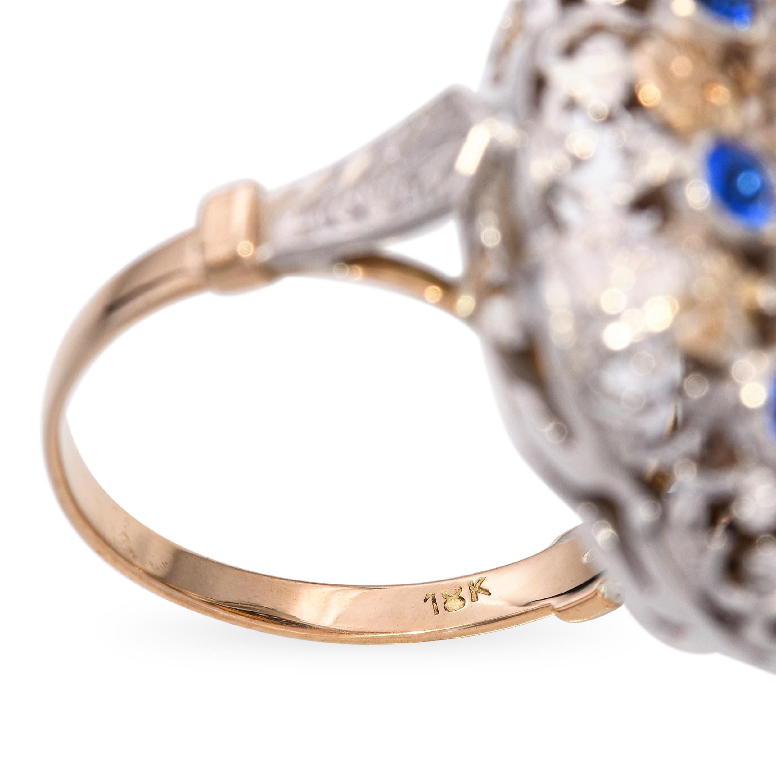 Antique Victorian 18k Yellow Gold and Silver Citrine and Paste Cocktail Ring For Sale 2