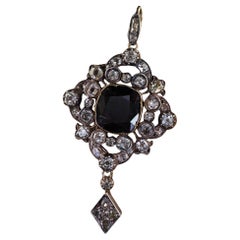 Pendentif victorien ancien en or jaune 18 carats et argent avec diamants et améthyste ancienne mine