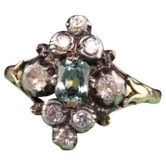 Antiguo Anillo Victoriano de Pasta Francesa Superior de Oro Amarillo de 18 quilates y Plata
