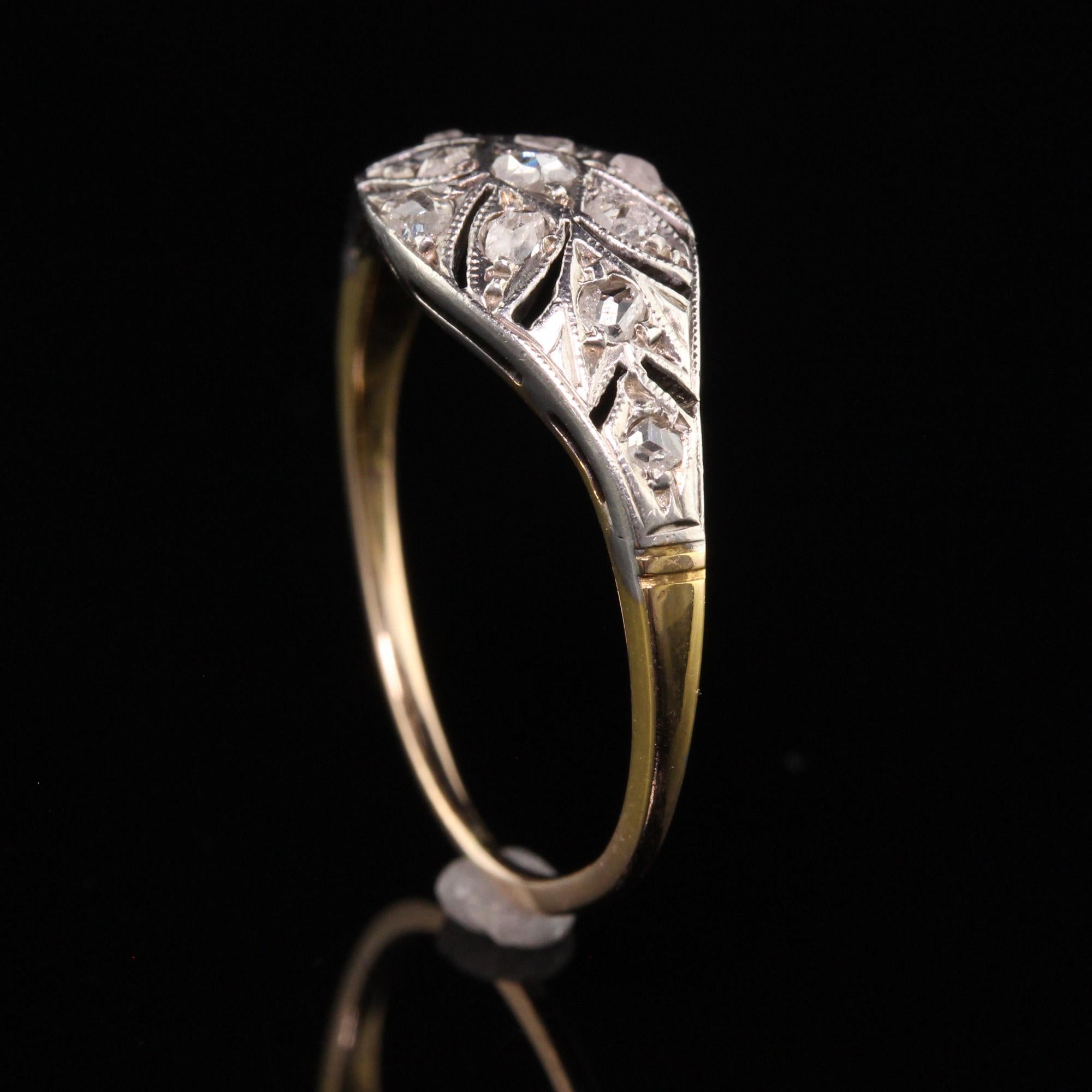 Antique Victorian 18K Yellow Gold and Silver Top Rose Cut Diamond Ring For Sale 2