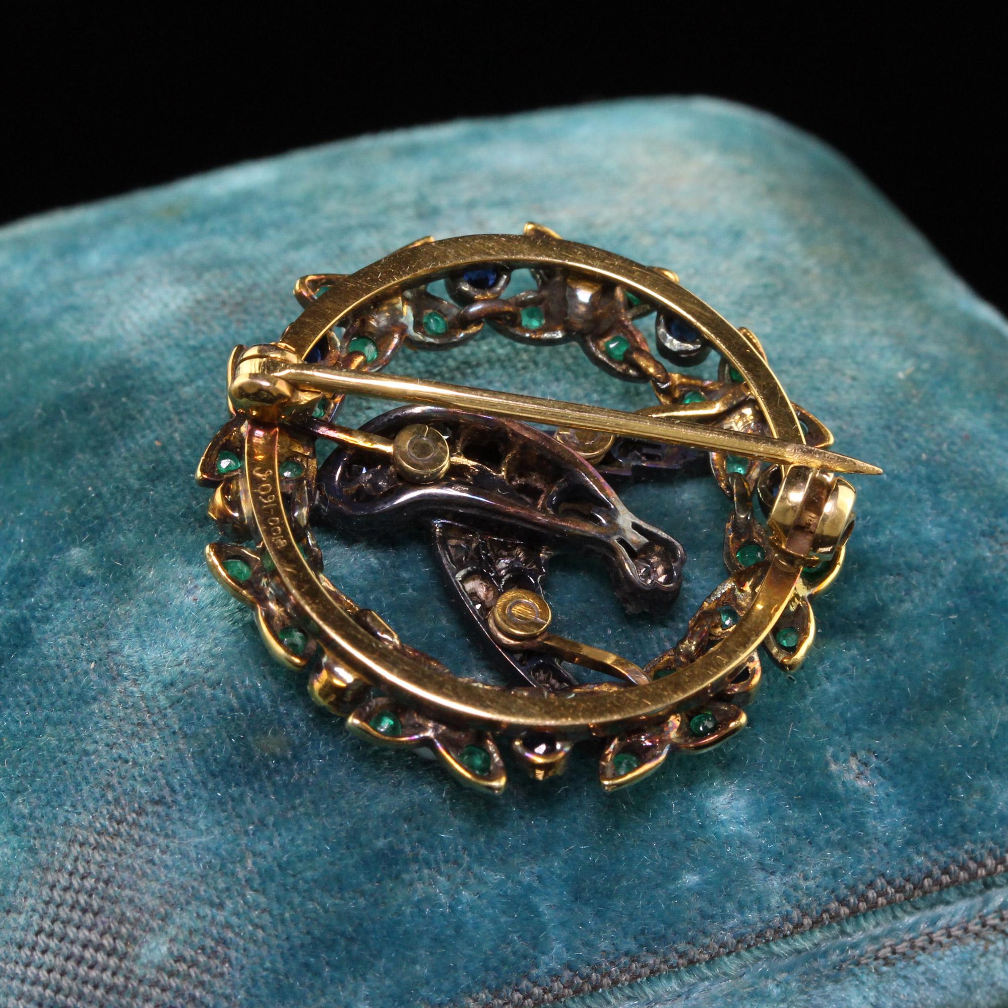 Antique Victorian 18K Yellow Gold and Silver Topped Diamond Swallow Bird Pin In Good Condition For Sale In Great Neck, NY