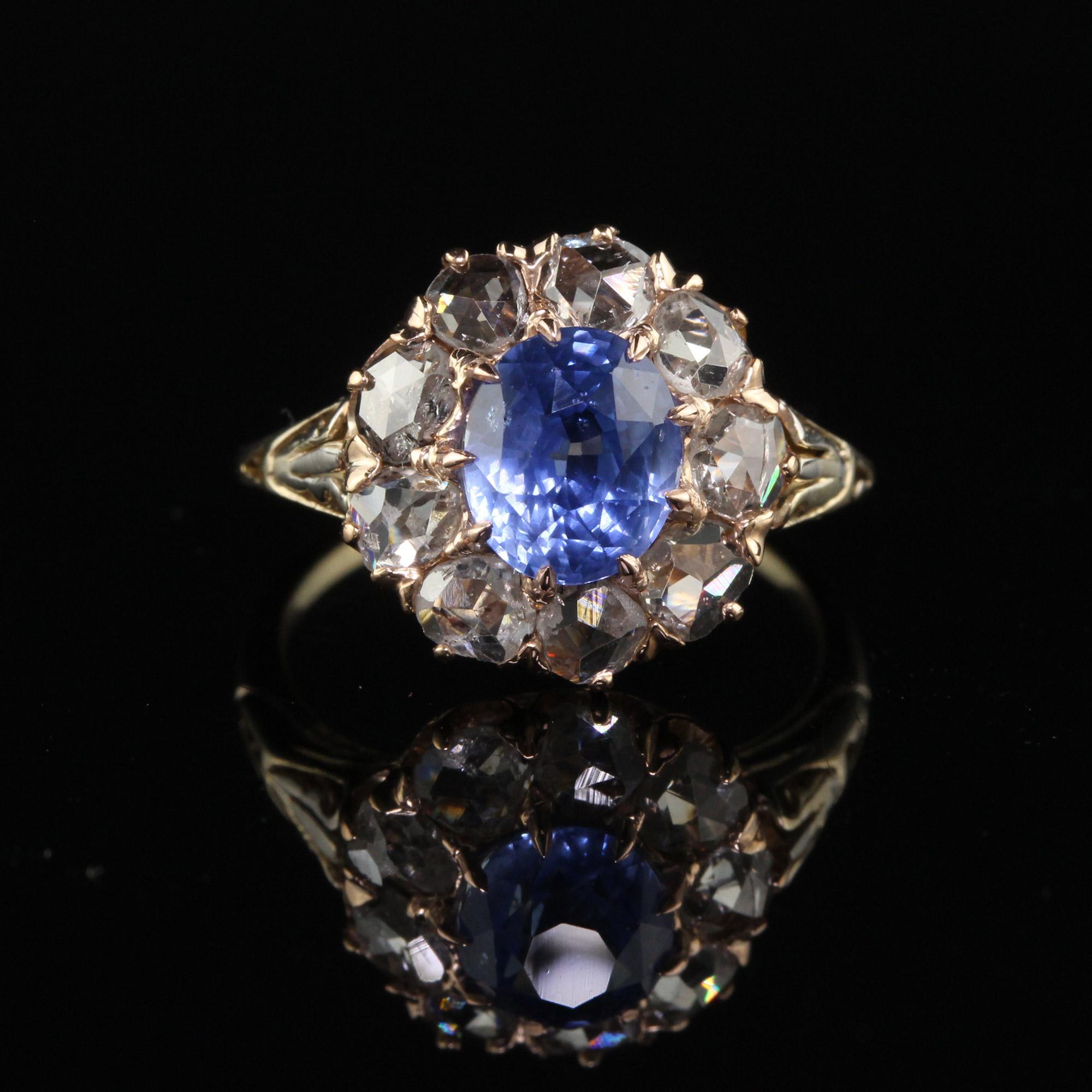 Antique Victorian 18K Yellow Gold Ceylon Sapphire Diamond Engagement Ring - GIA 1