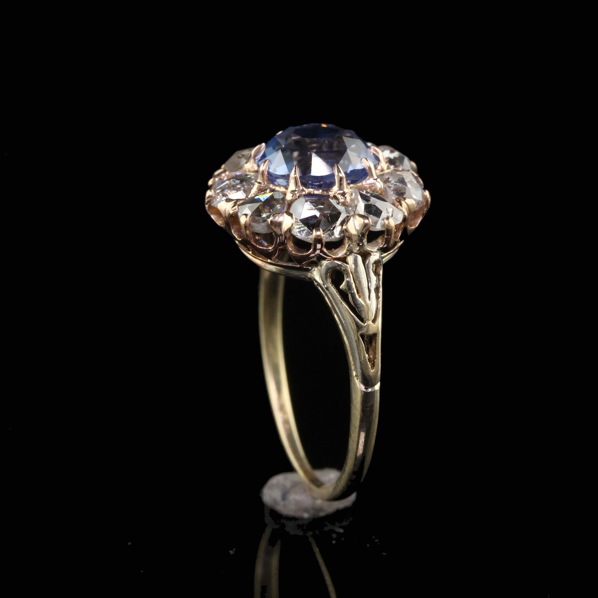 Antique Victorian 18K Yellow Gold Ceylon Sapphire Diamond Engagement Ring - GIA 3