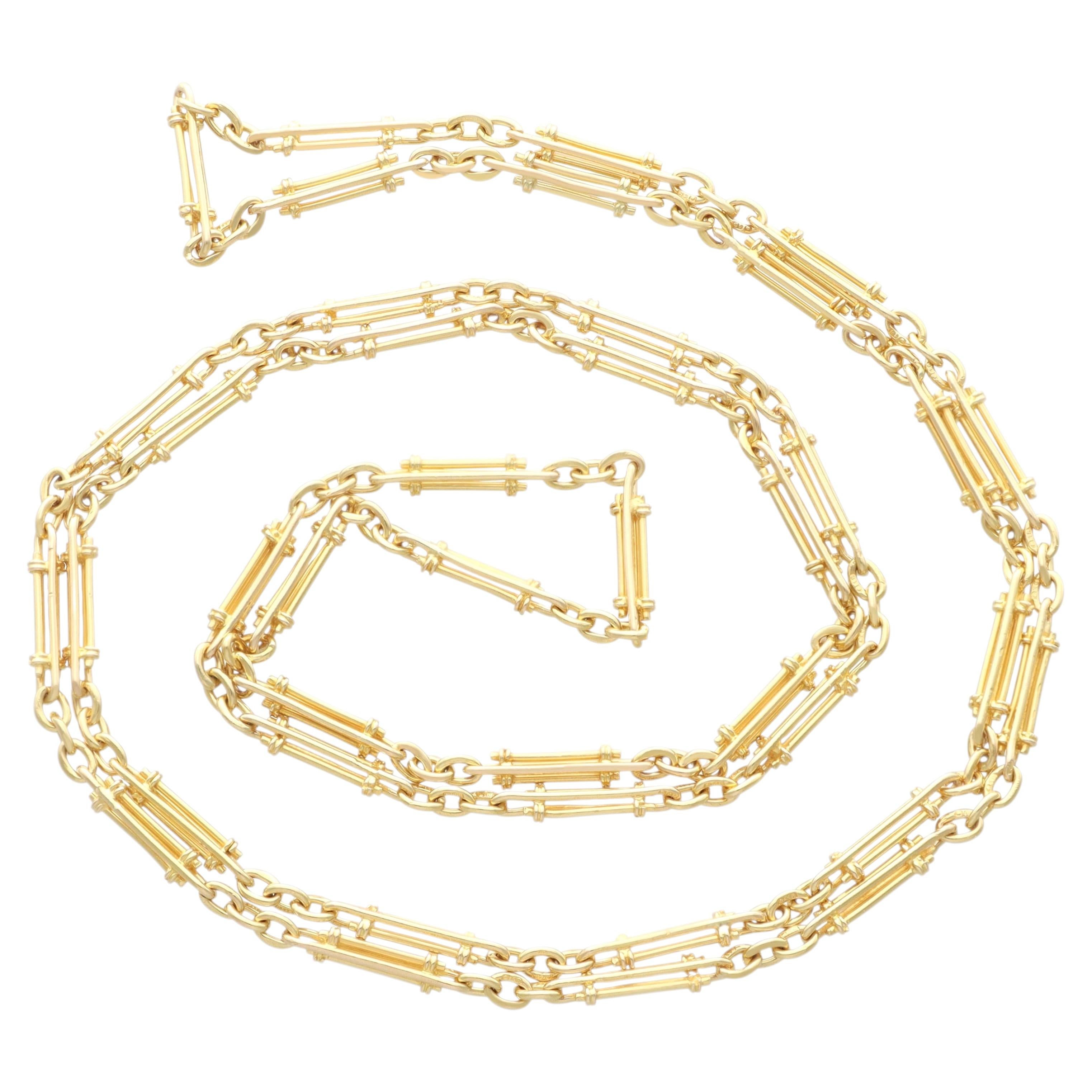 Collar antiguo victoriano con cadena de oro amarillo de 18 quilates, de alrededor de 1880