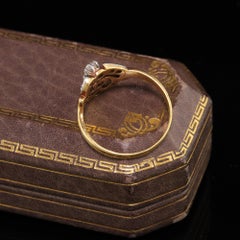 Antique Victorian 18 Karat Yellow Gold Diamond 3-Stone Vertical Ring
