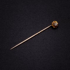 Antique Victorian 18K Yellow Gold Diamond Belcher Stick Pin
