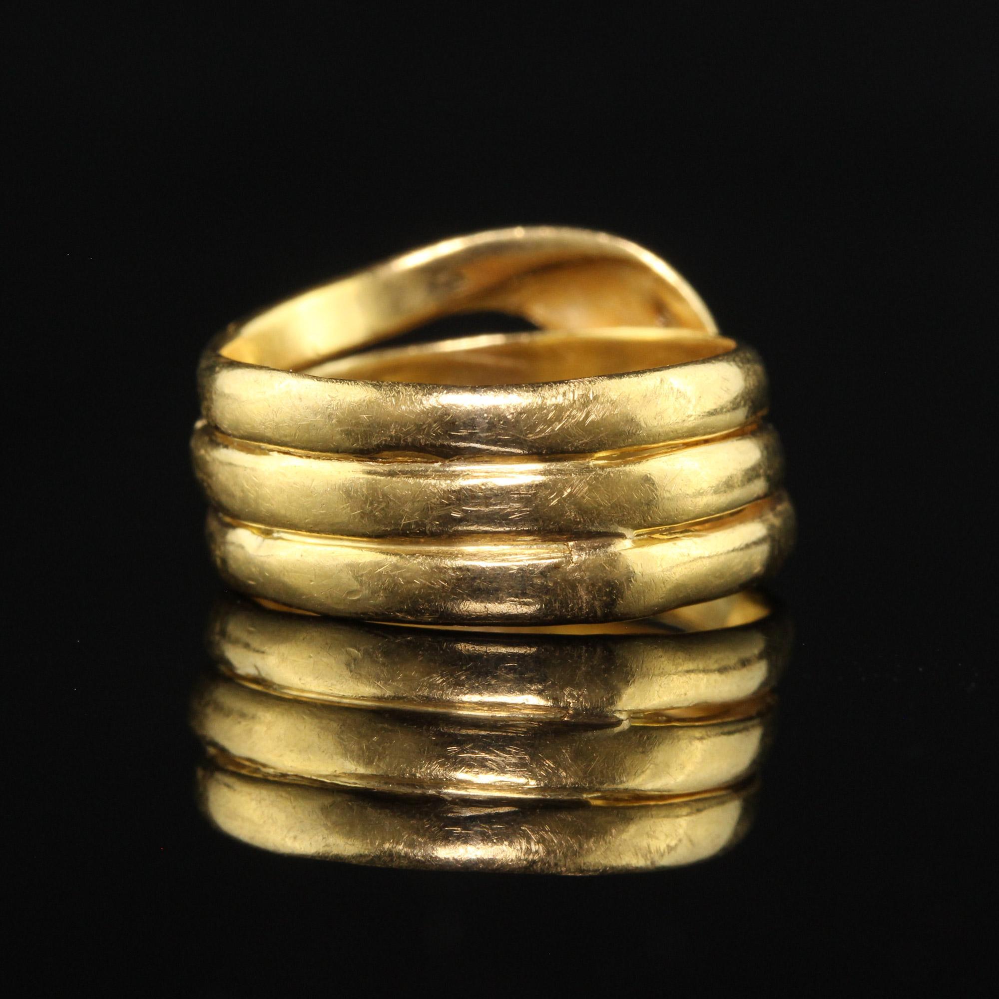 Women's Antique Victorian 18K Yellow Gold Diamond Coiled Snaked Ring