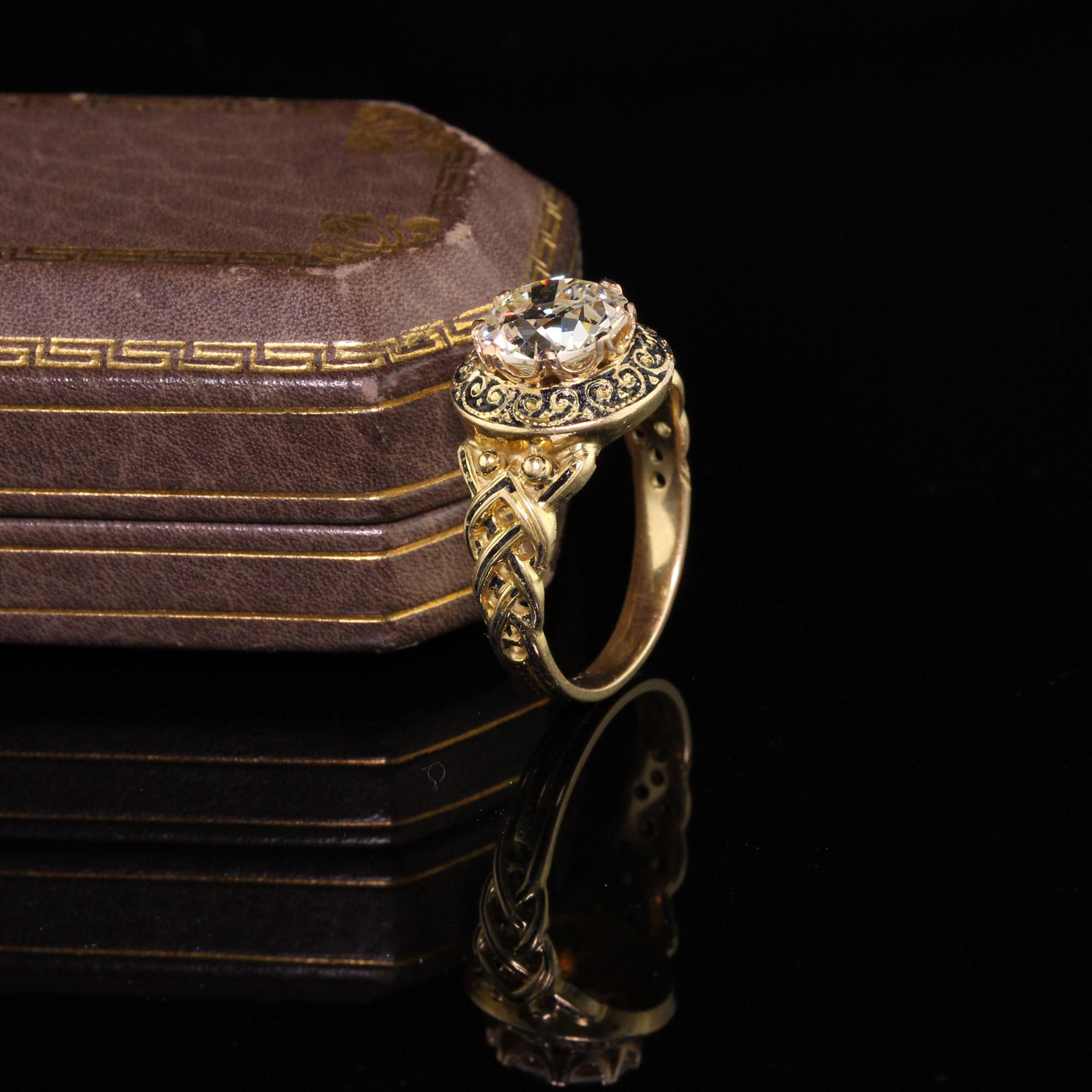 Old European Cut Antique Victorian 18 Karat Yellow Gold Diamond Engagement Ring