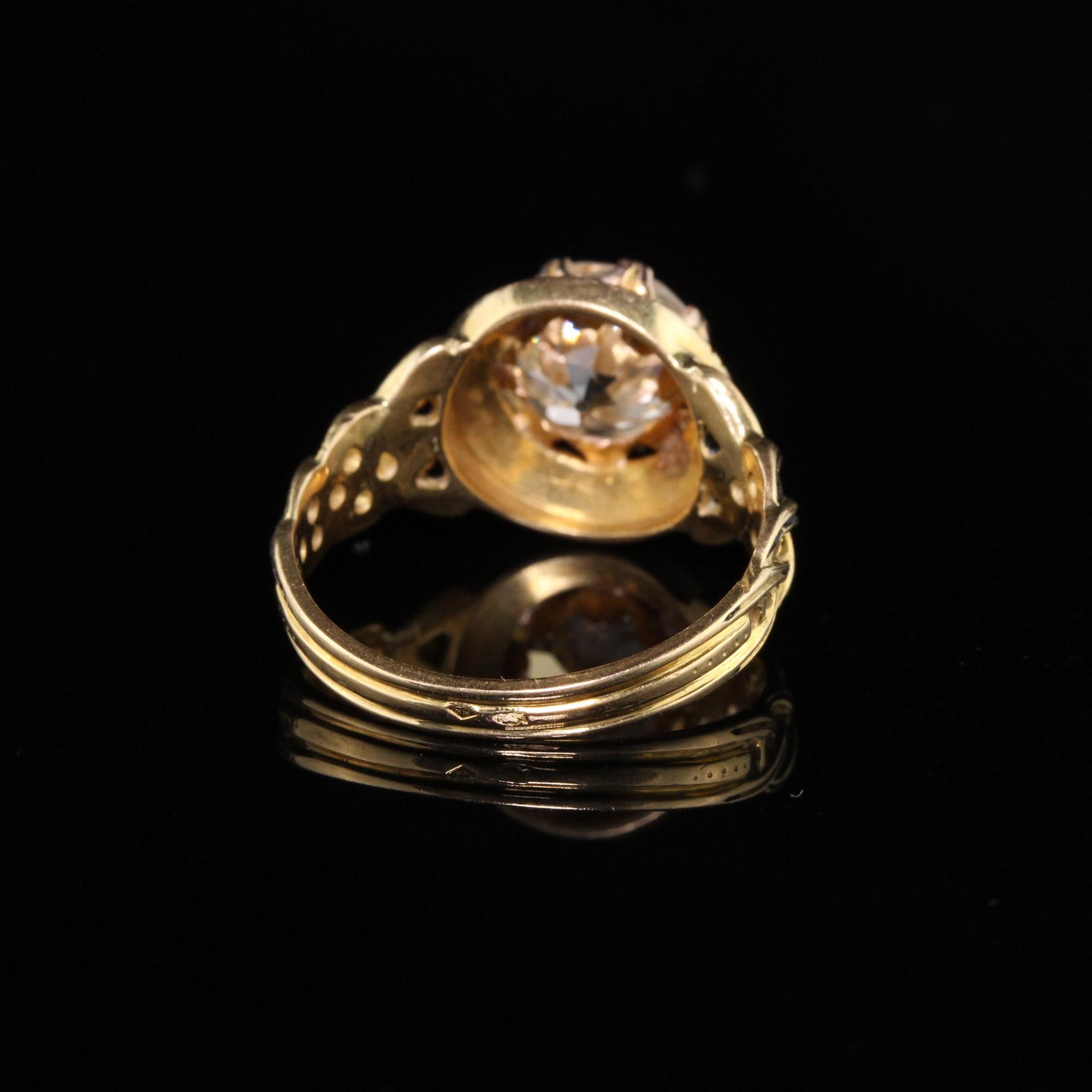 Antique Victorian 18 Karat Yellow Gold Diamond Engagement Ring In Good Condition In Great Neck, NY