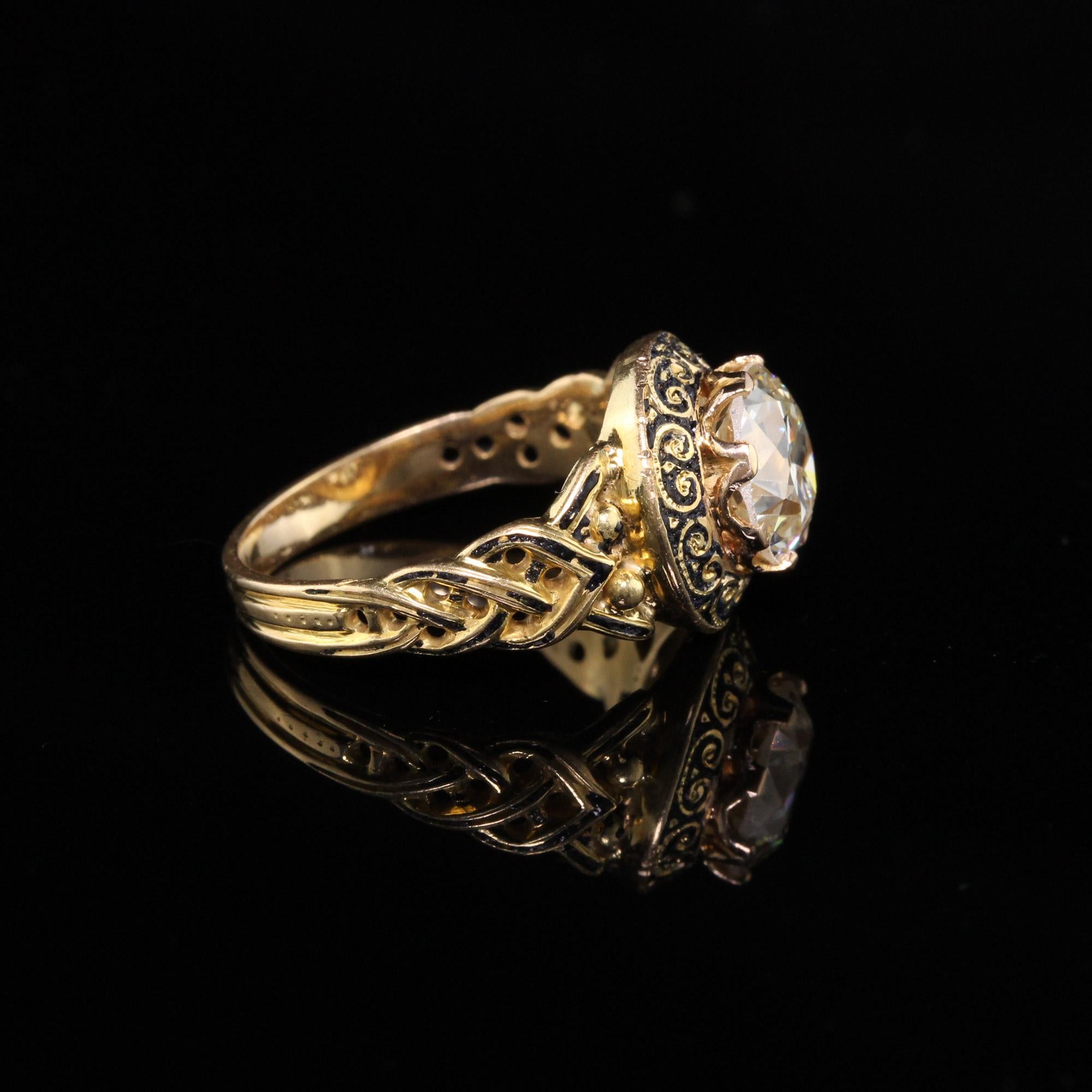 Women's Antique Victorian 18 Karat Yellow Gold Diamond Engagement Ring