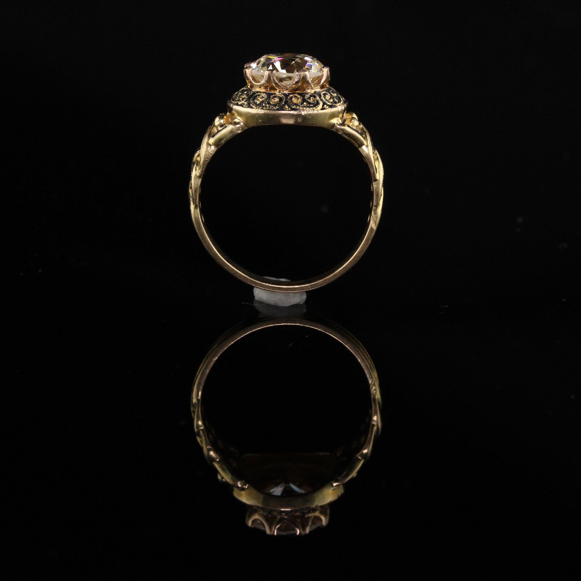 Antique Victorian 18 Karat Yellow Gold Diamond Engagement Ring 1