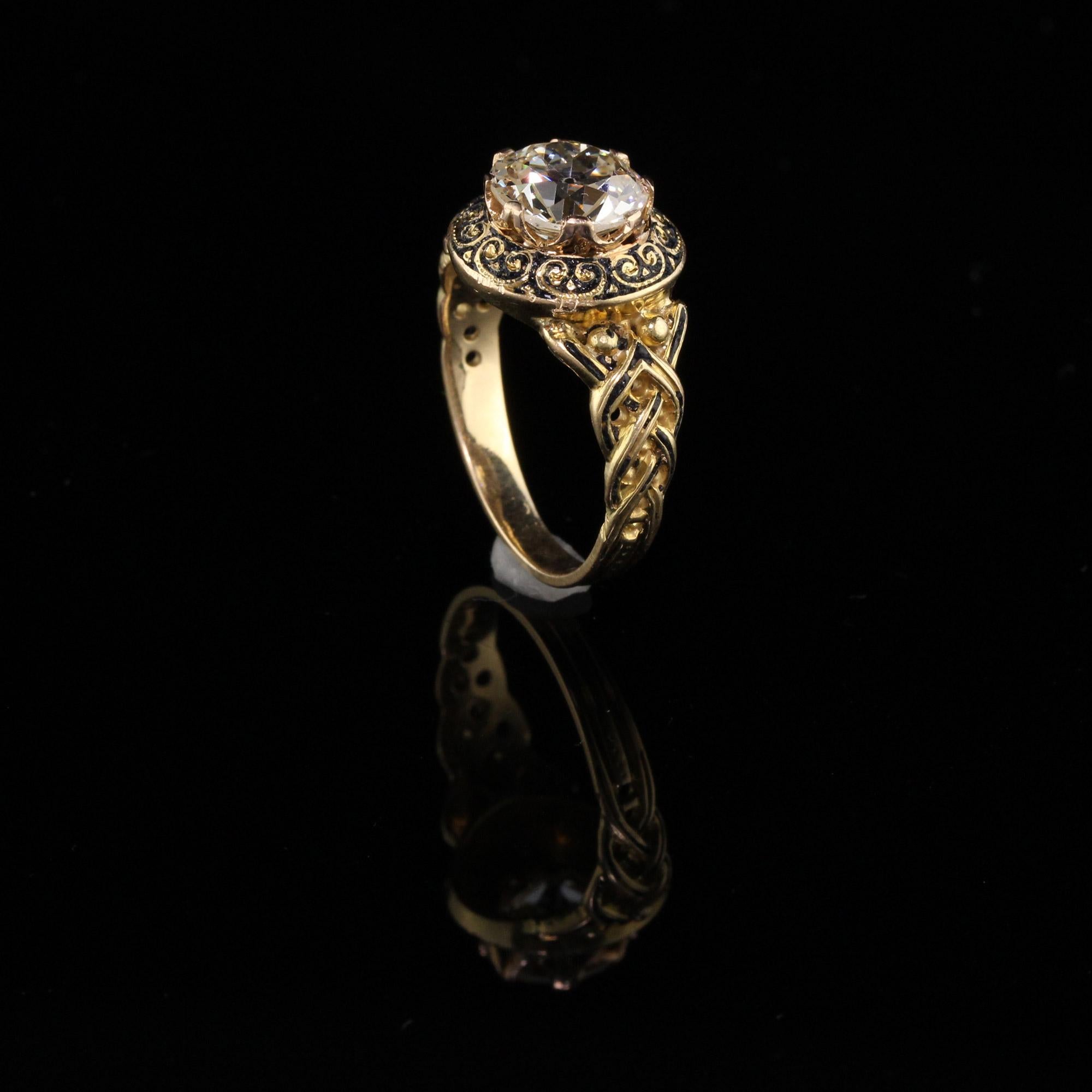 Antique Victorian 18 Karat Yellow Gold Diamond Engagement Ring 2