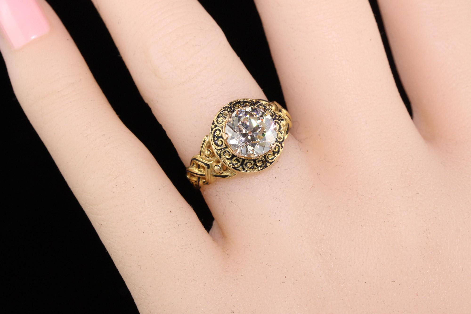 Antique Victorian 18 Karat Yellow Gold Diamond Engagement Ring 3