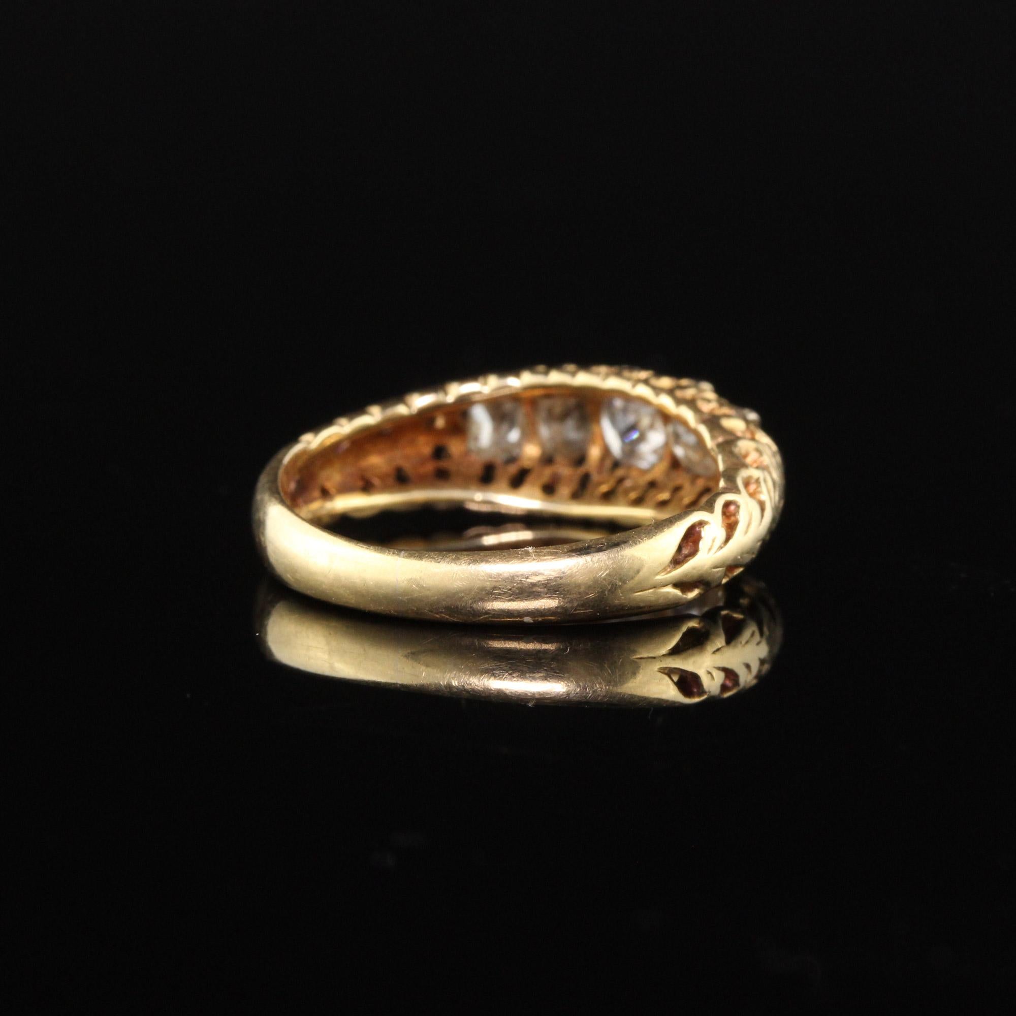 Antique Victorian 18 Karat Yellow Gold Diamond Half Hoop Ring In Good Condition In Great Neck, NY