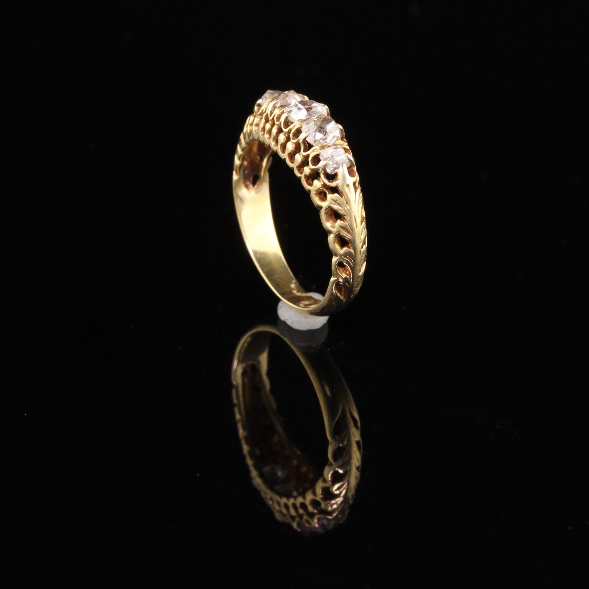 Women's Antique Victorian 18 Karat Yellow Gold Diamond Half Hoop Ring