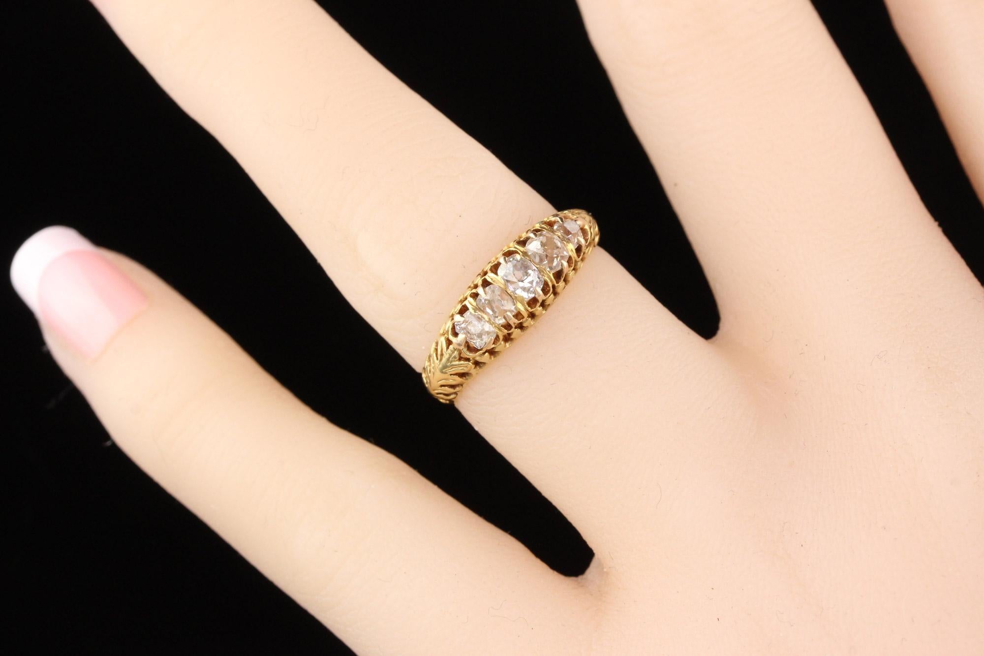 Antique Victorian 18 Karat Yellow Gold Diamond Half Hoop Ring 1