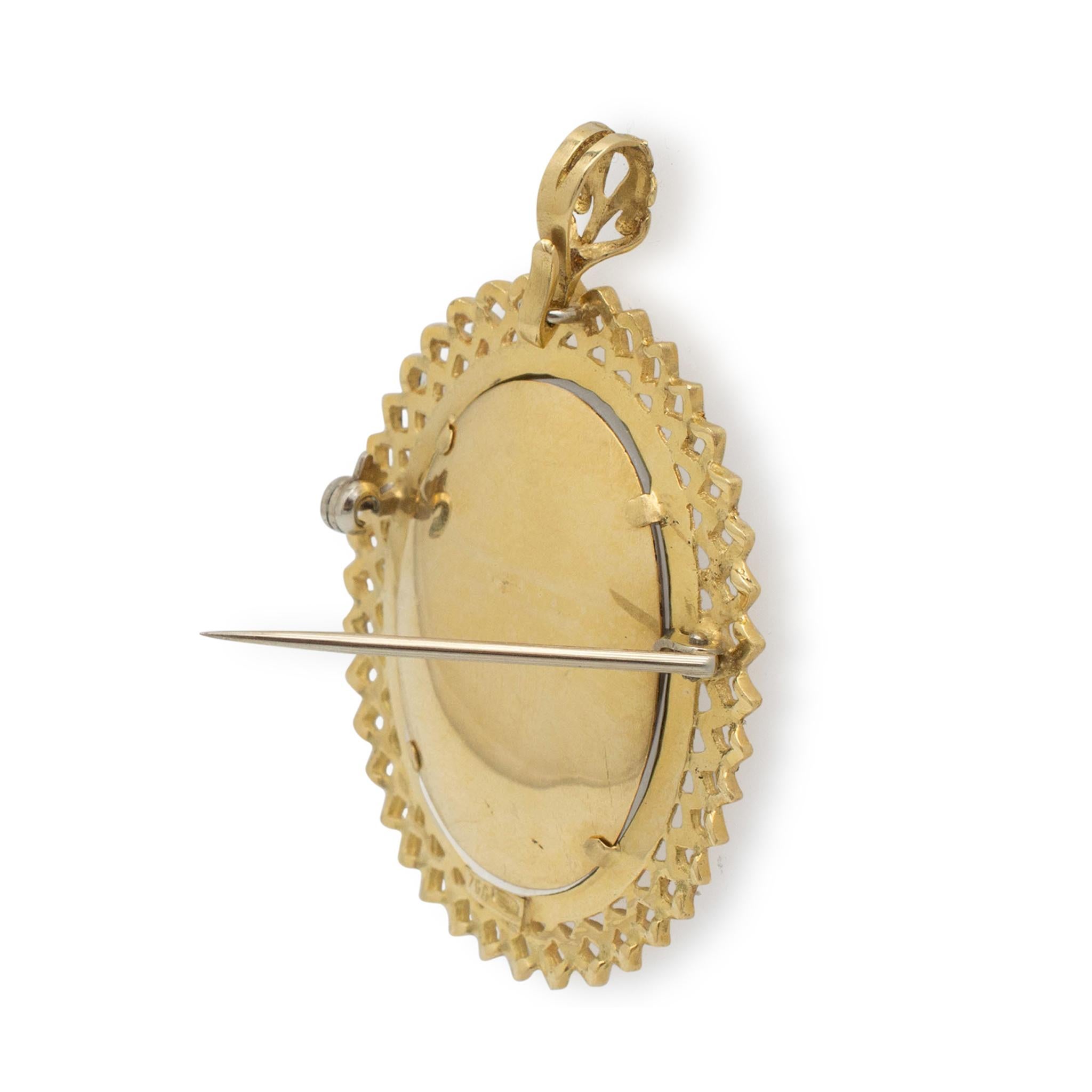 Geschlecht: Damen

Metall Typ: 18K Weißgold

Länge: 2.00 Zoll

Breite: 36.00mm 

Dicke: 5,00 mm 

Gewicht: 11,57 Gramm

Damen 18K Gelbgold, Diamant antike, viktorianische Brosche / Anhänger. Eingraviert mit 
