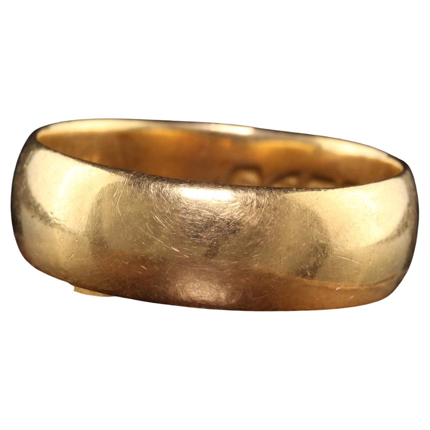 Antique Victorian 18K Yellow Gold English Wide Wedding Band - Size 10.75 For Sale